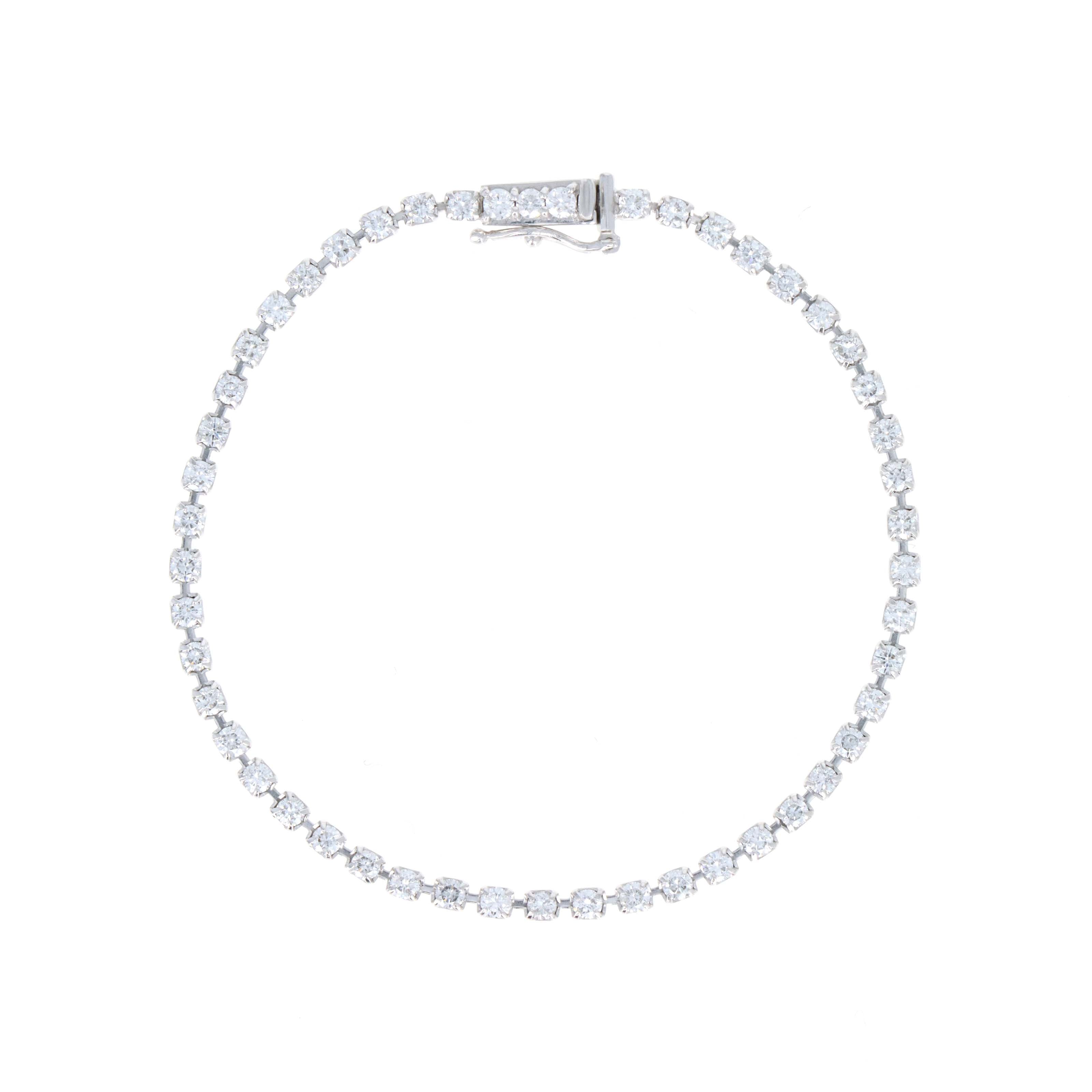 18K White Gold 2 Carat Round Diamond Floating Tennis Bracelet - Queen May