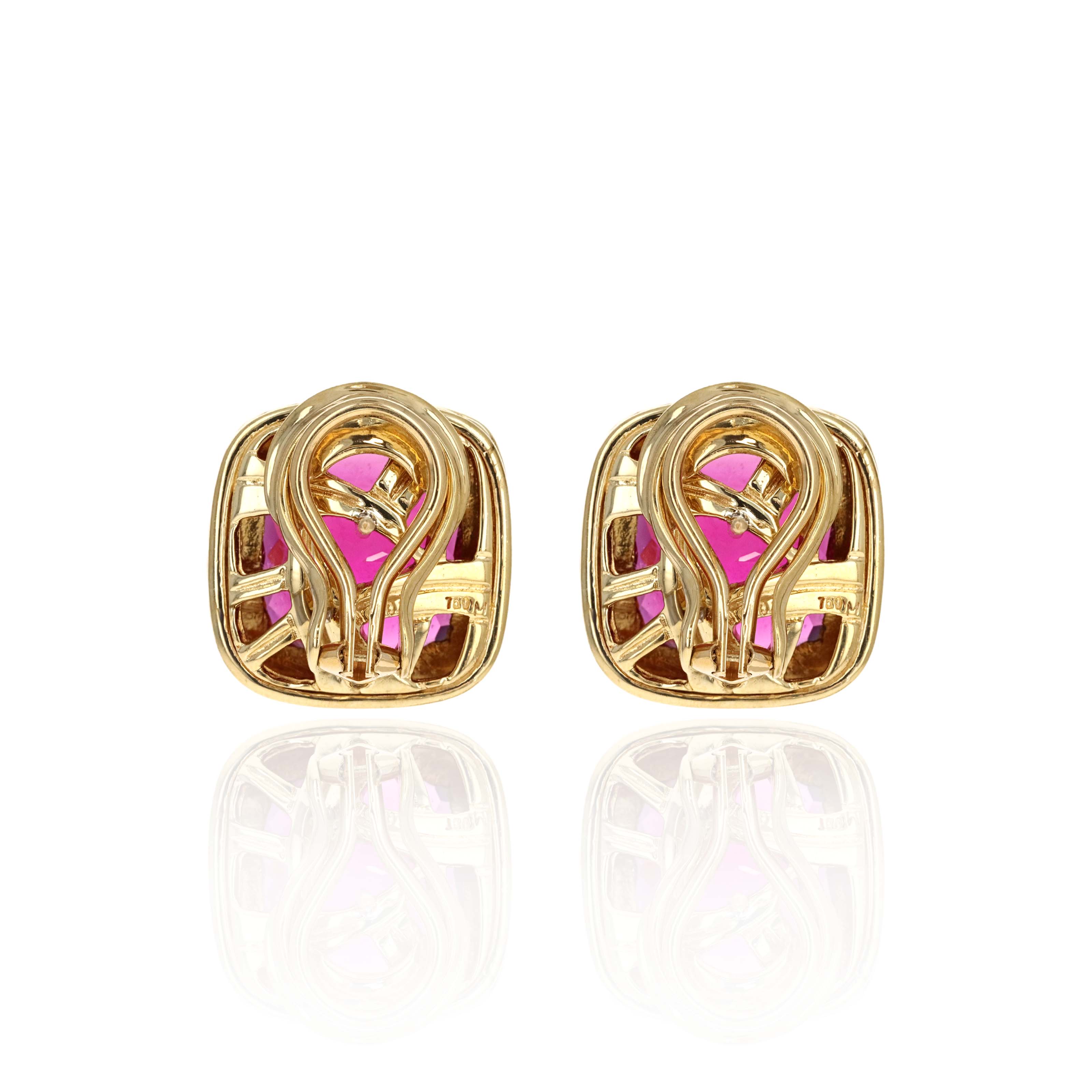 David Yurman 18K Yellow Gold Rubellite Tourmaline & Diamond Earrings - Queen May