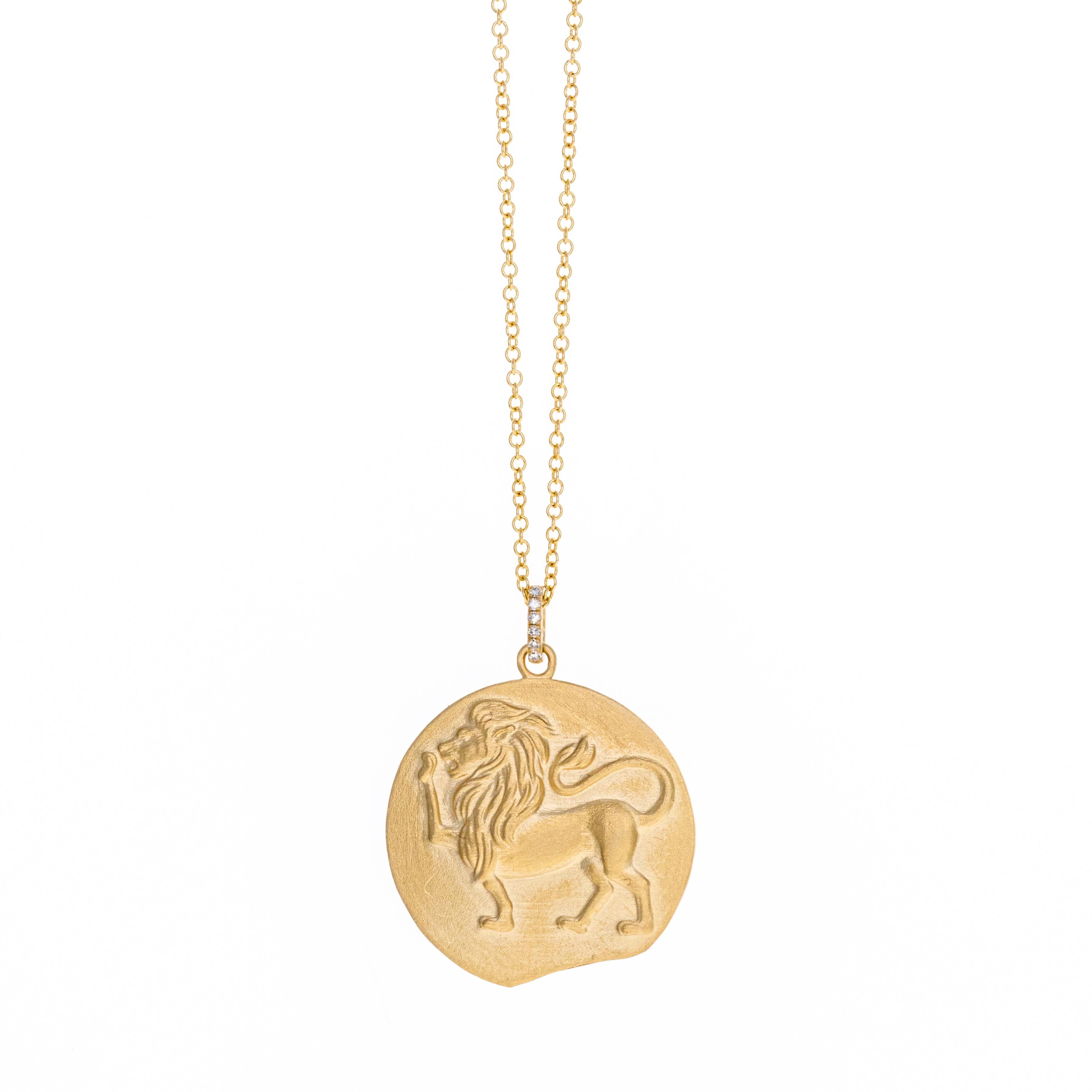 Zodiac Diamond Pendant Necklace in 14K Yellow Gold - Queen May