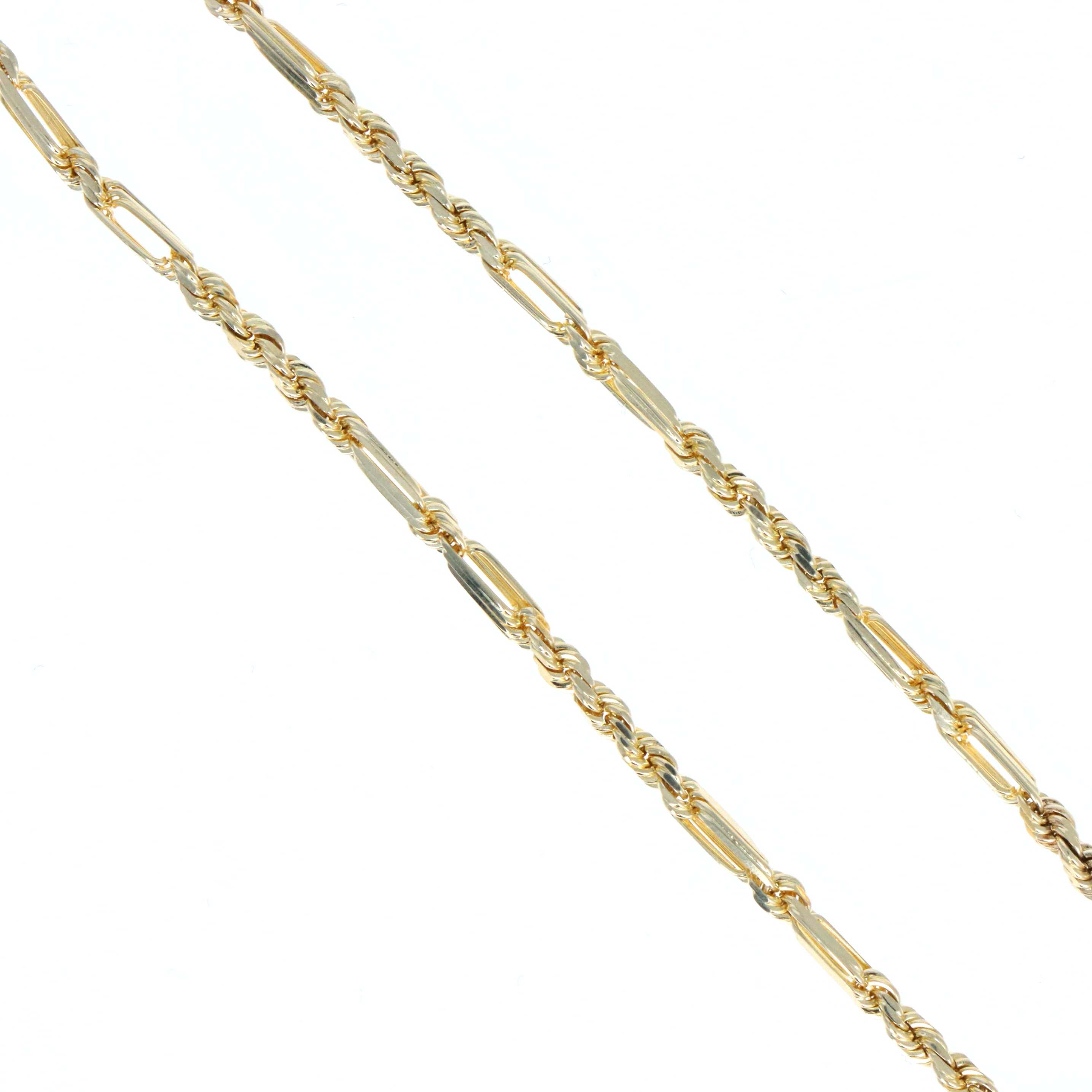 14K Yellow Gold 2.2mm Milano Rope Chain Bracelet - Queen May