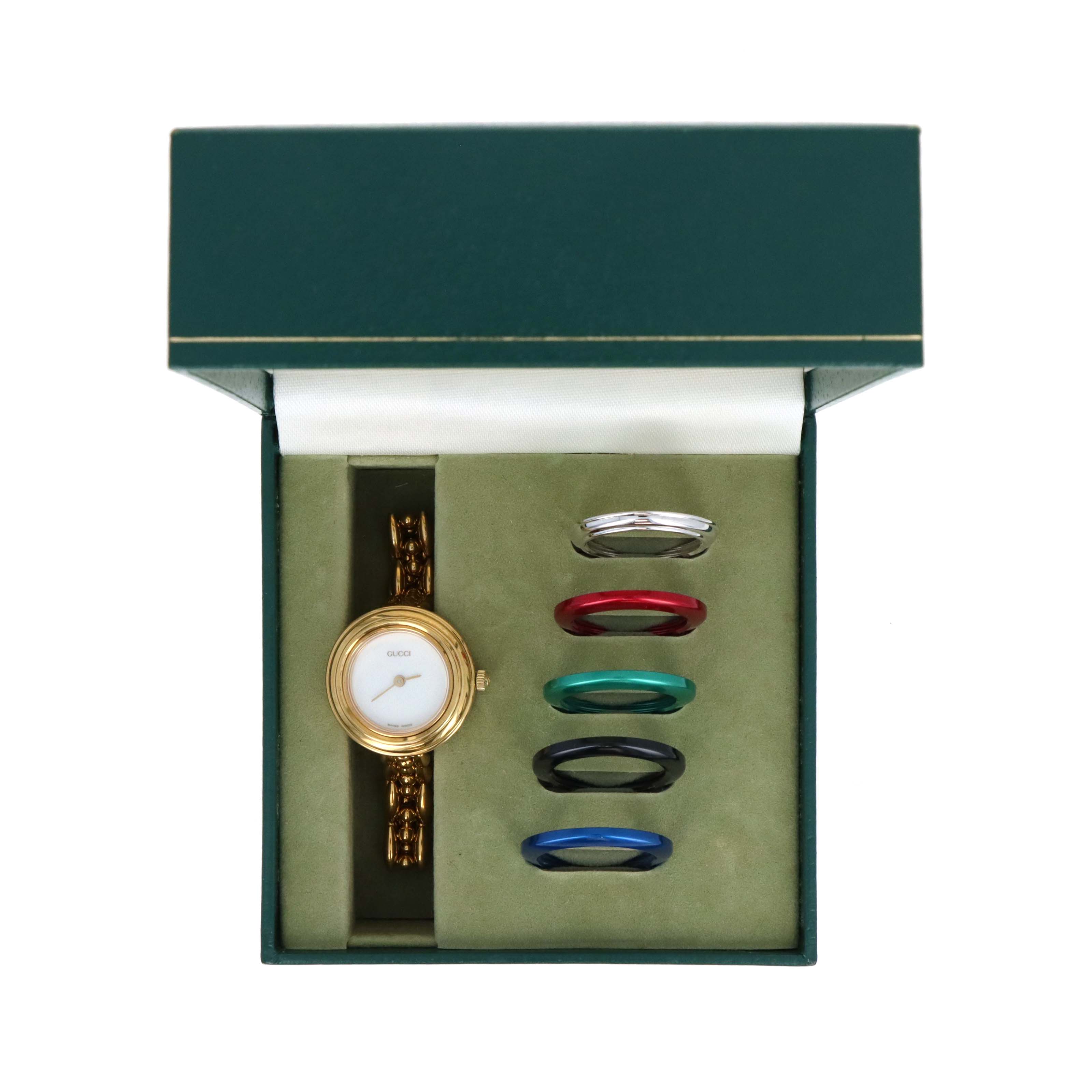 Vintage Gucci Interchangeable Bezel Link Bracelet Watch #11 - Queen May