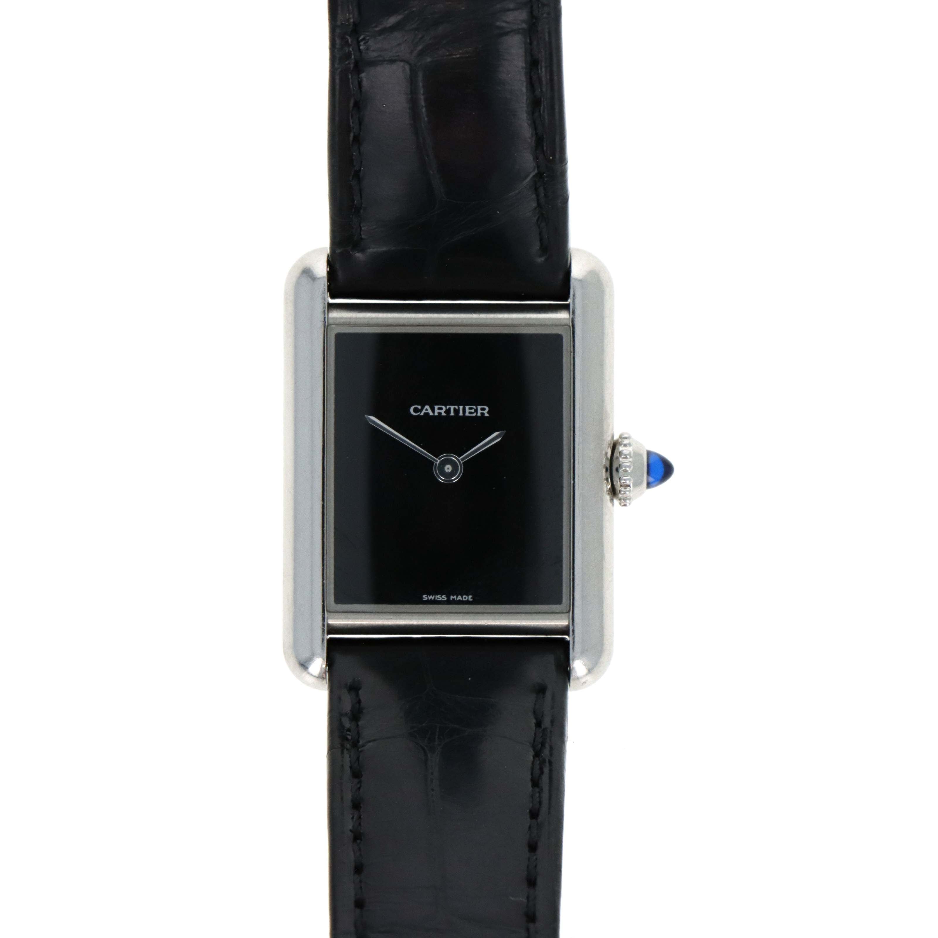 Cartier Tank Must Small Black Dial Reference WSTA0071 Steel Box & Papers Quartz Movement - Queen May