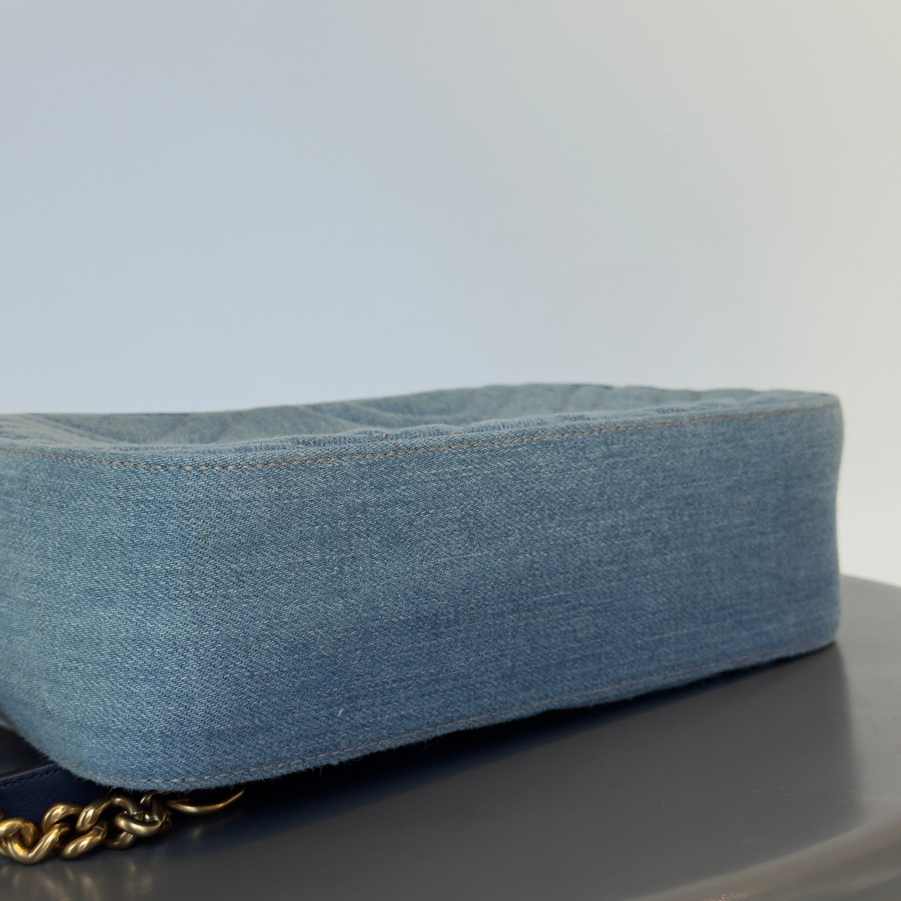 Gucci Marmont Matelasse Denim Pearl Bag