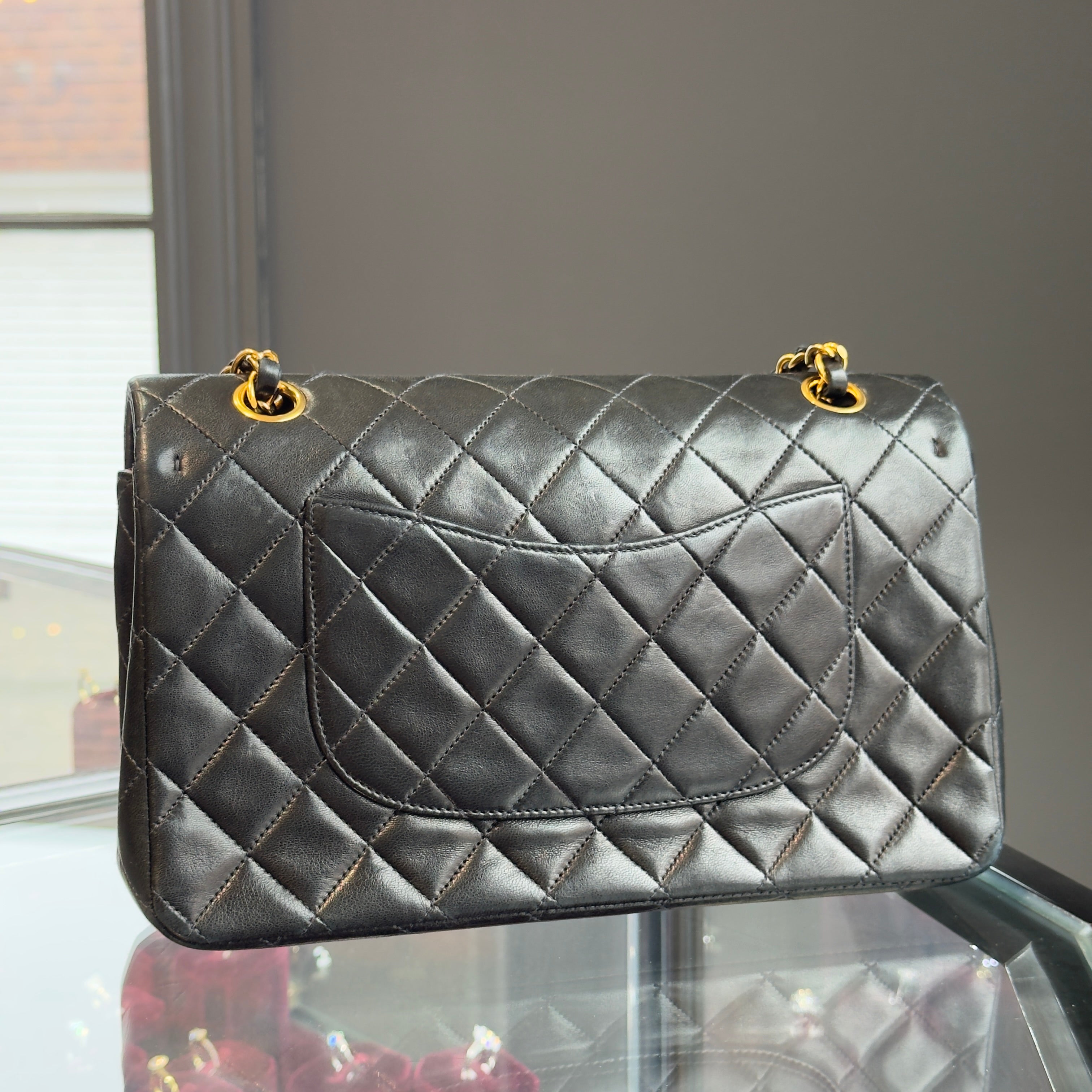 Vintage Chanel Medium Double Flap Lambskin Black - Queen May