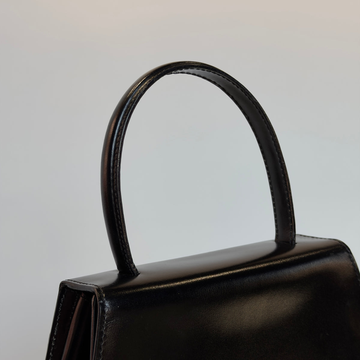Vintage Celine Black Leather Top Handle Bag
