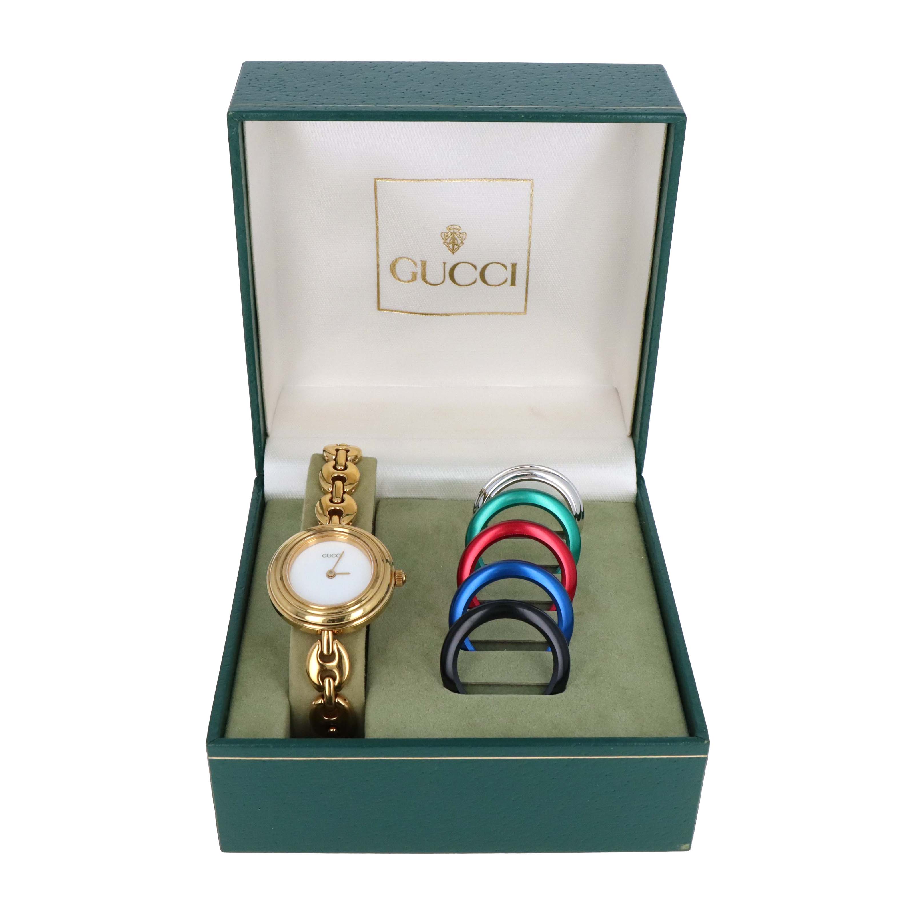 Vintage Gucci Interchangeable Bezel Gucci Link Watch - Queen May
