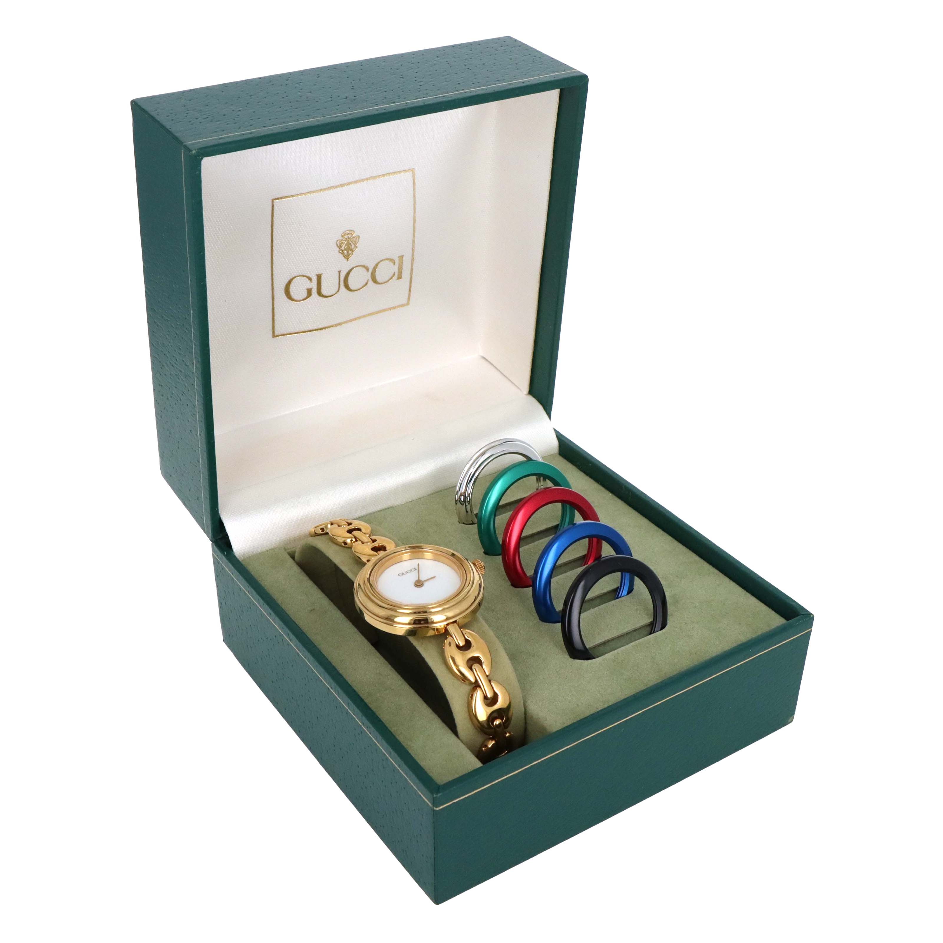 Vintage Gucci Interchangeable Bezel Gucci Link Watch - Queen May