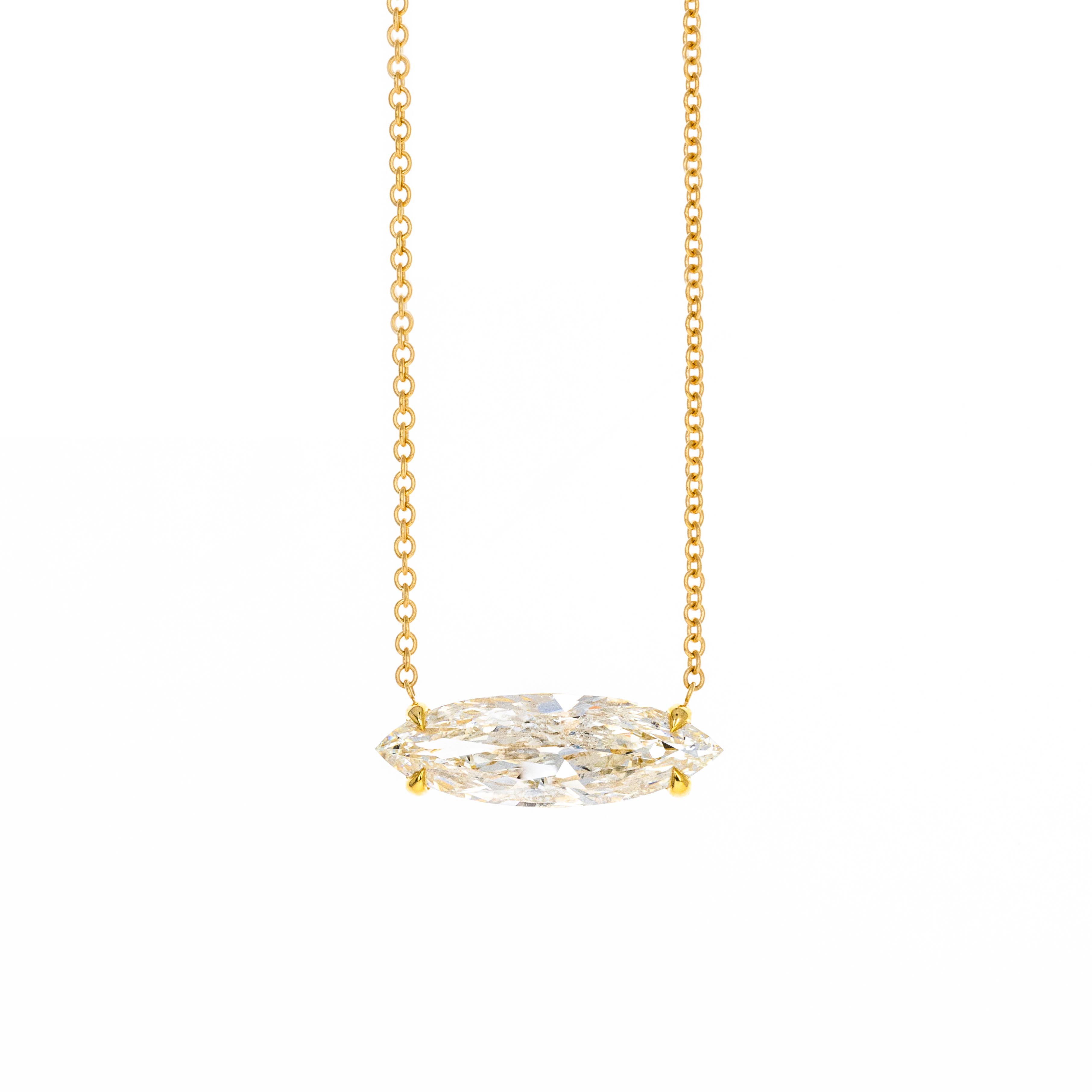5.27 Carat Marquise Diamond Pendant Necklace in 18K Yellow Gold GIA Certified - Queen May