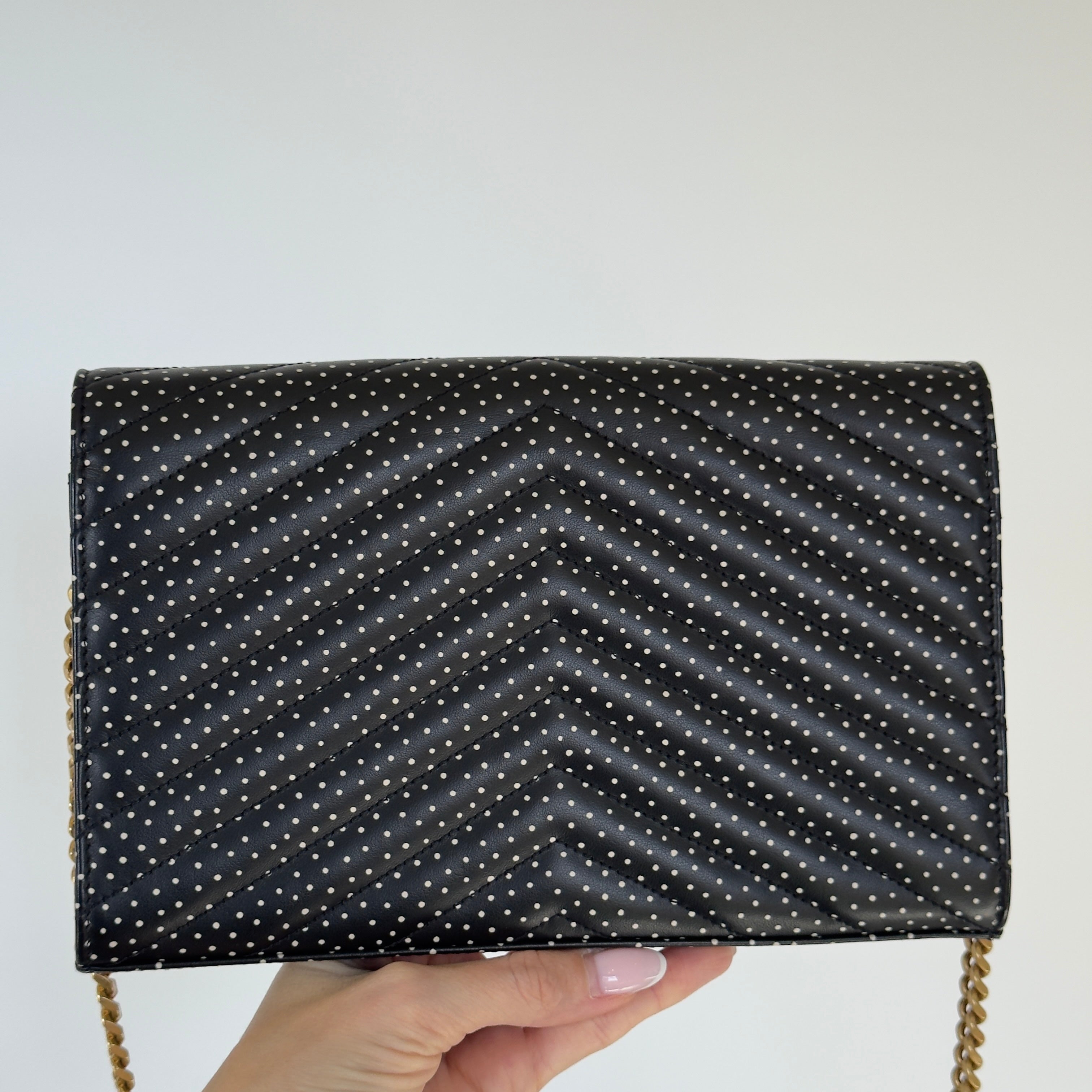 Saint Laurent Polka Dot Kate Wallet On Chain - Queen May