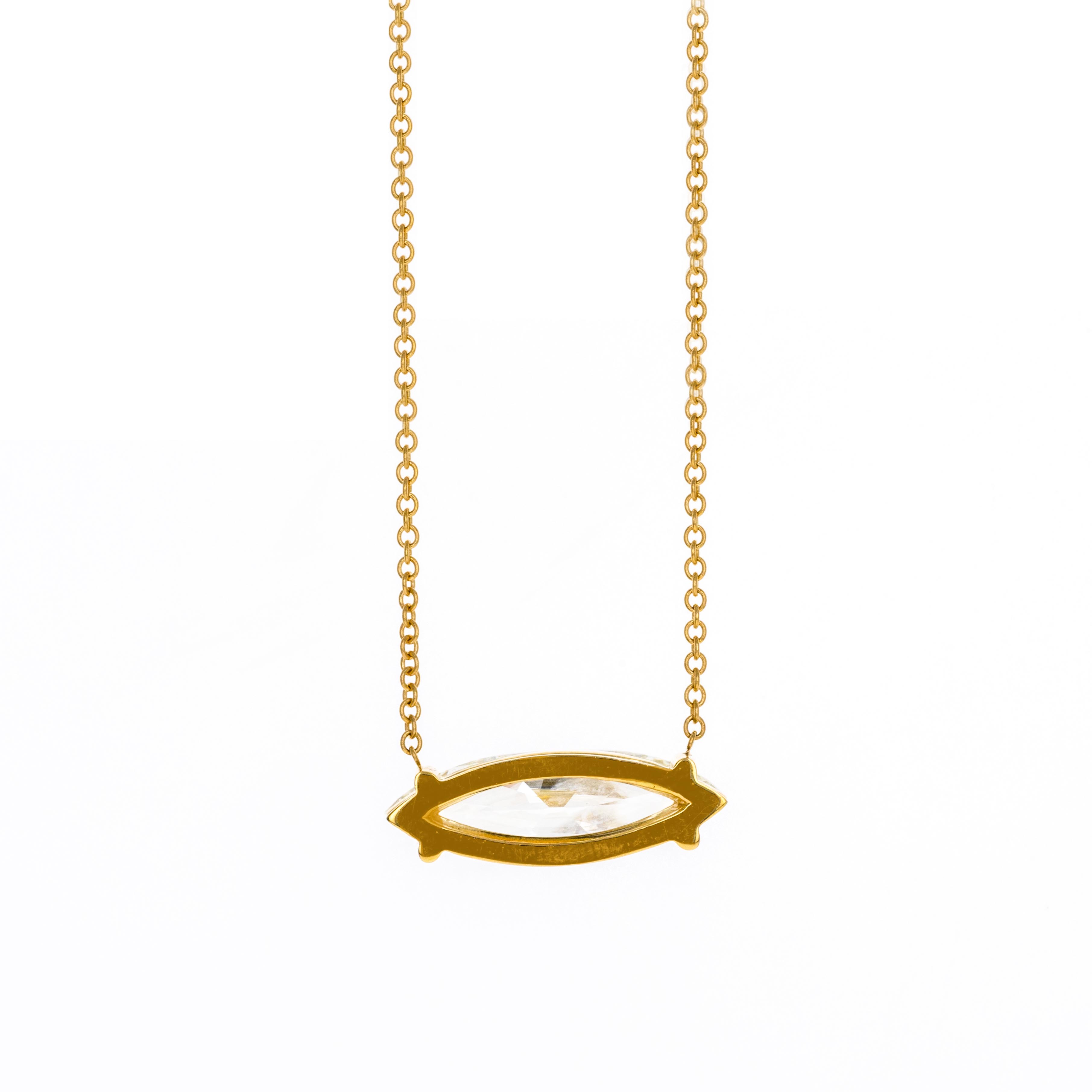 5.27 Carat Marquise Diamond Pendant Necklace in 18K Yellow Gold GIA Certified - Queen May