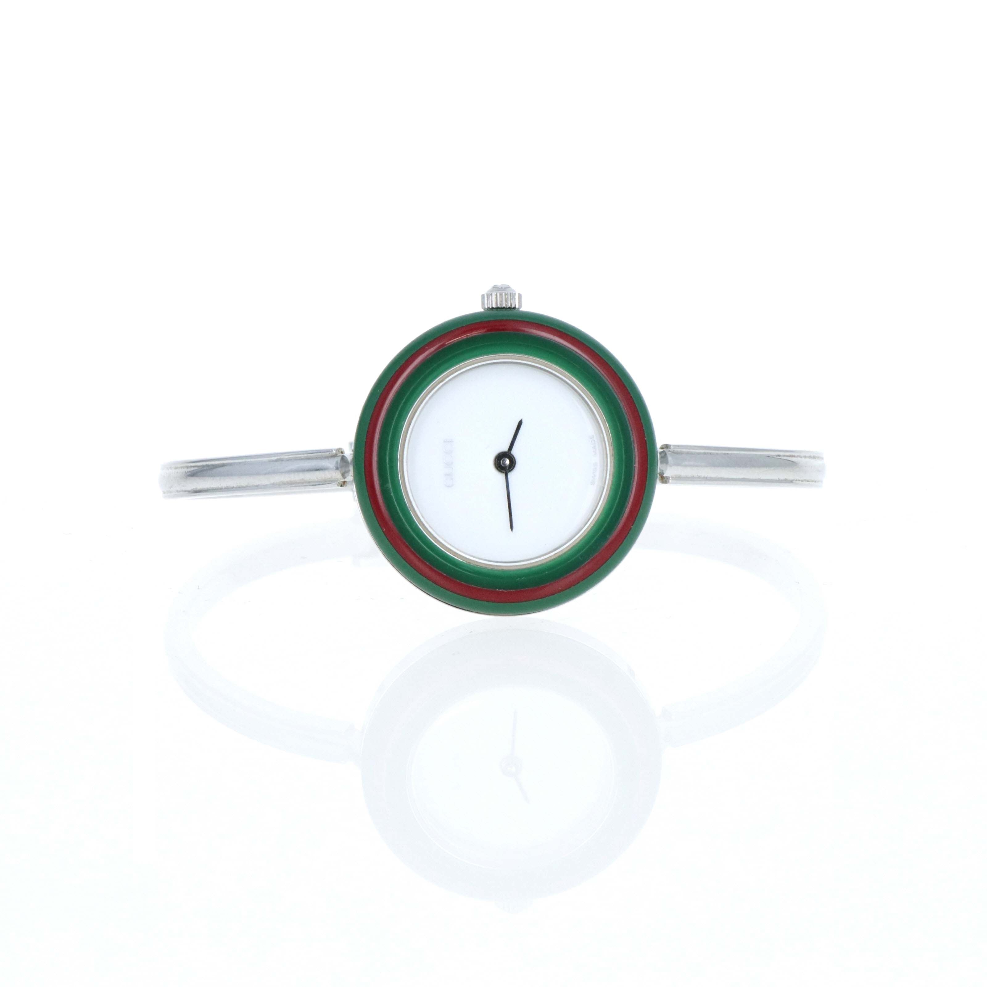 Rare Vintage Gucci Interchangeable Silver Bezel Watch - Queen May