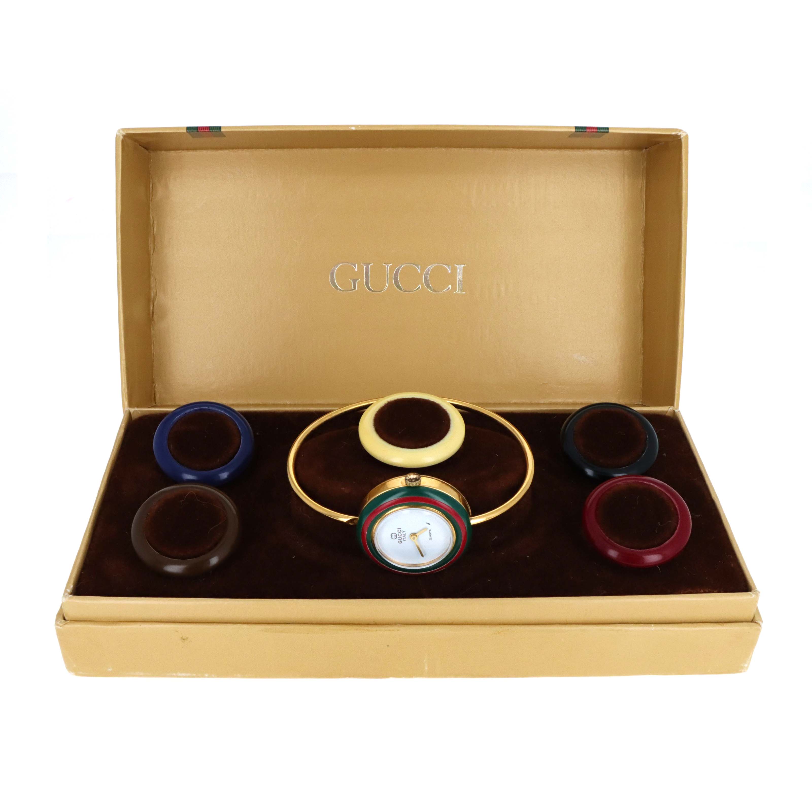 Rare Vintage 1983 Original Gucci Interchangeable Bezel Bangle Watch #6 - Queen May