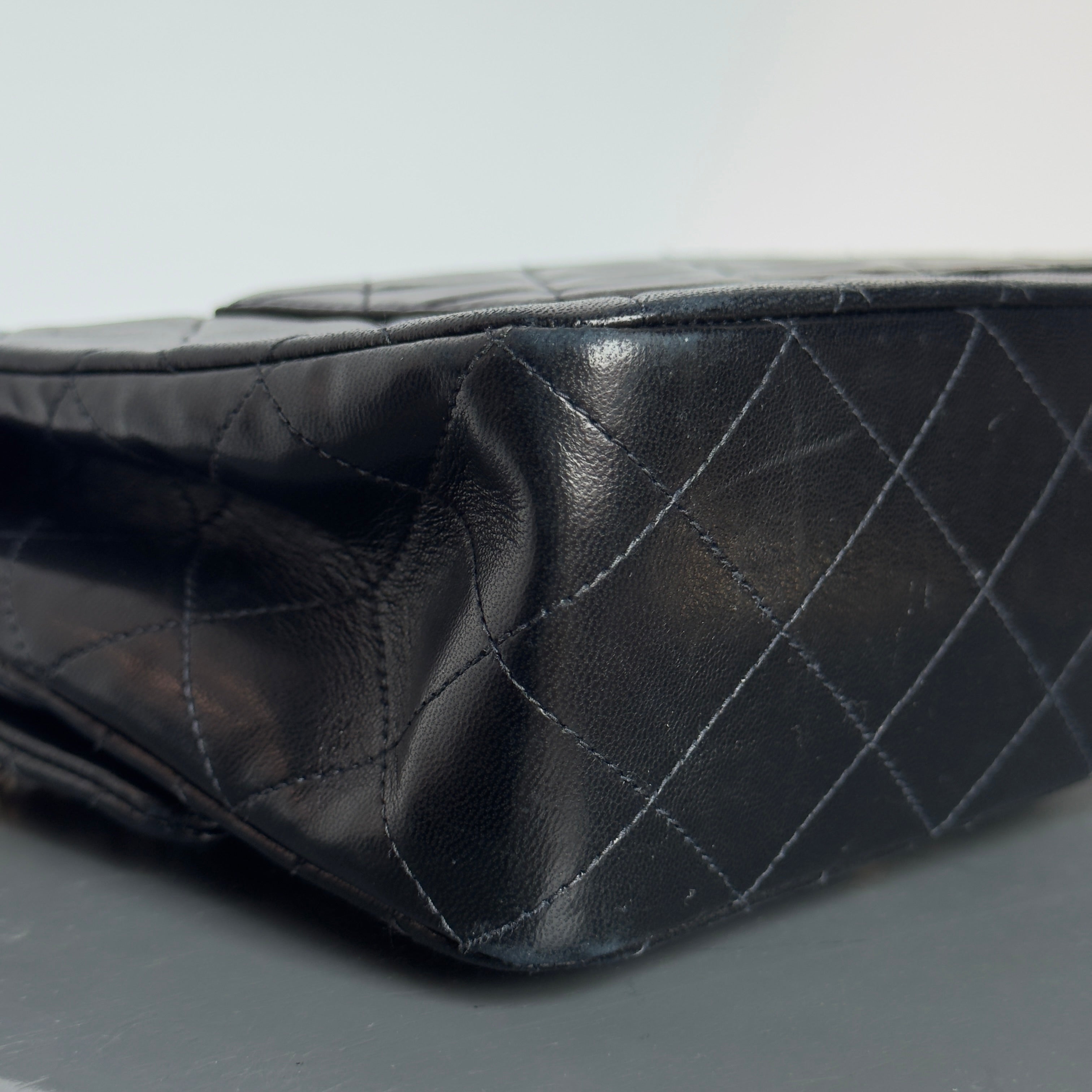 Vintage Chanel Medium Lambskin Double Flap Black - Queen May