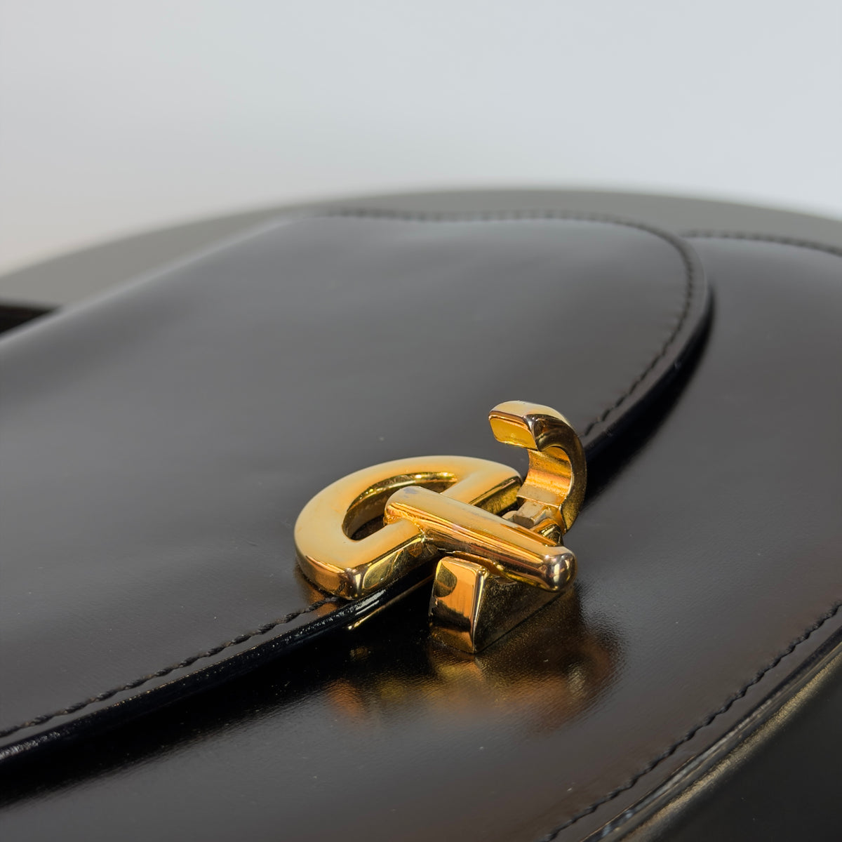 Vintage Celine Black Leather Top Handle Bag