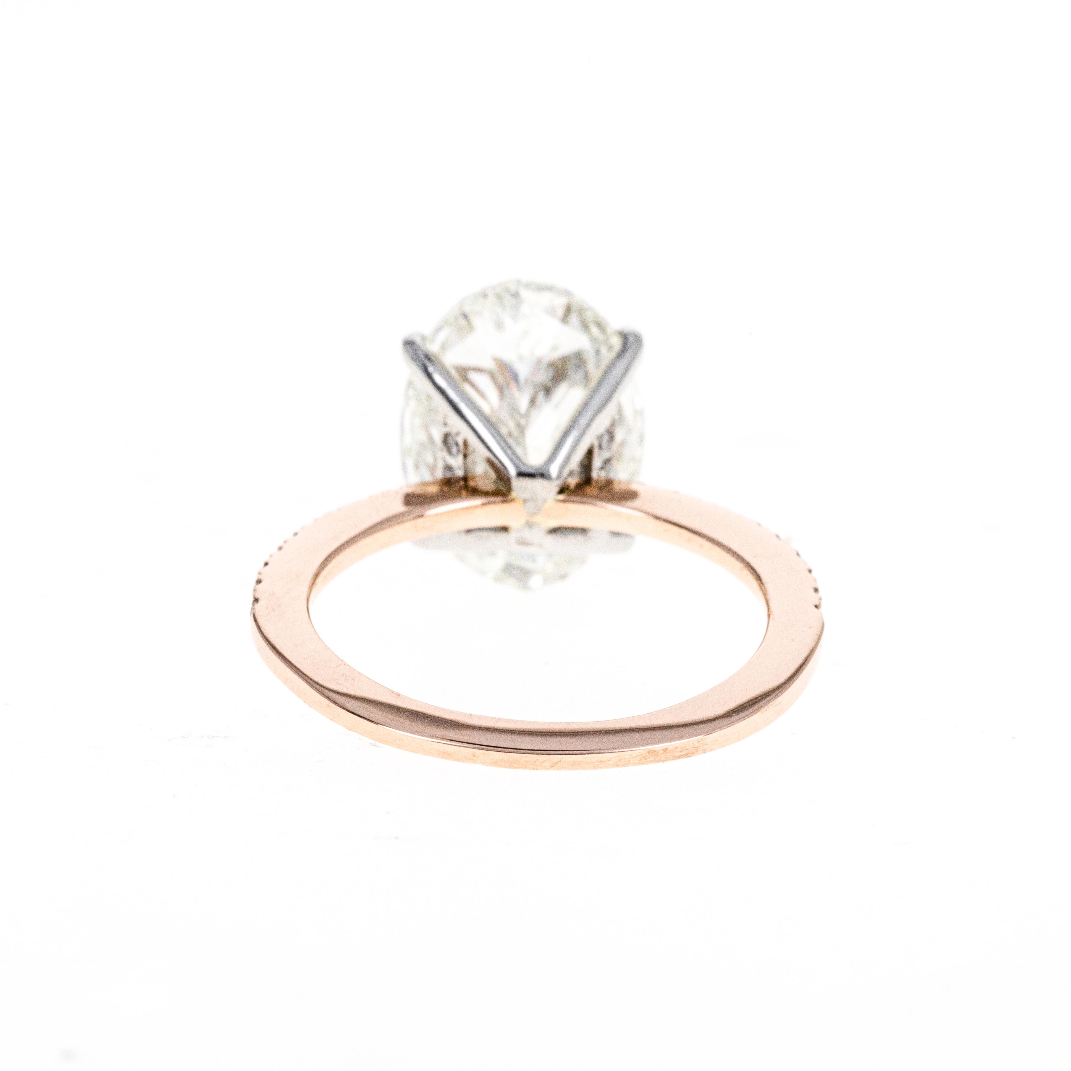 14K Rose Gold and Platinum 5.01 Carat Oval Cut Diamond Engagement Ring GIA Certified - Queen May