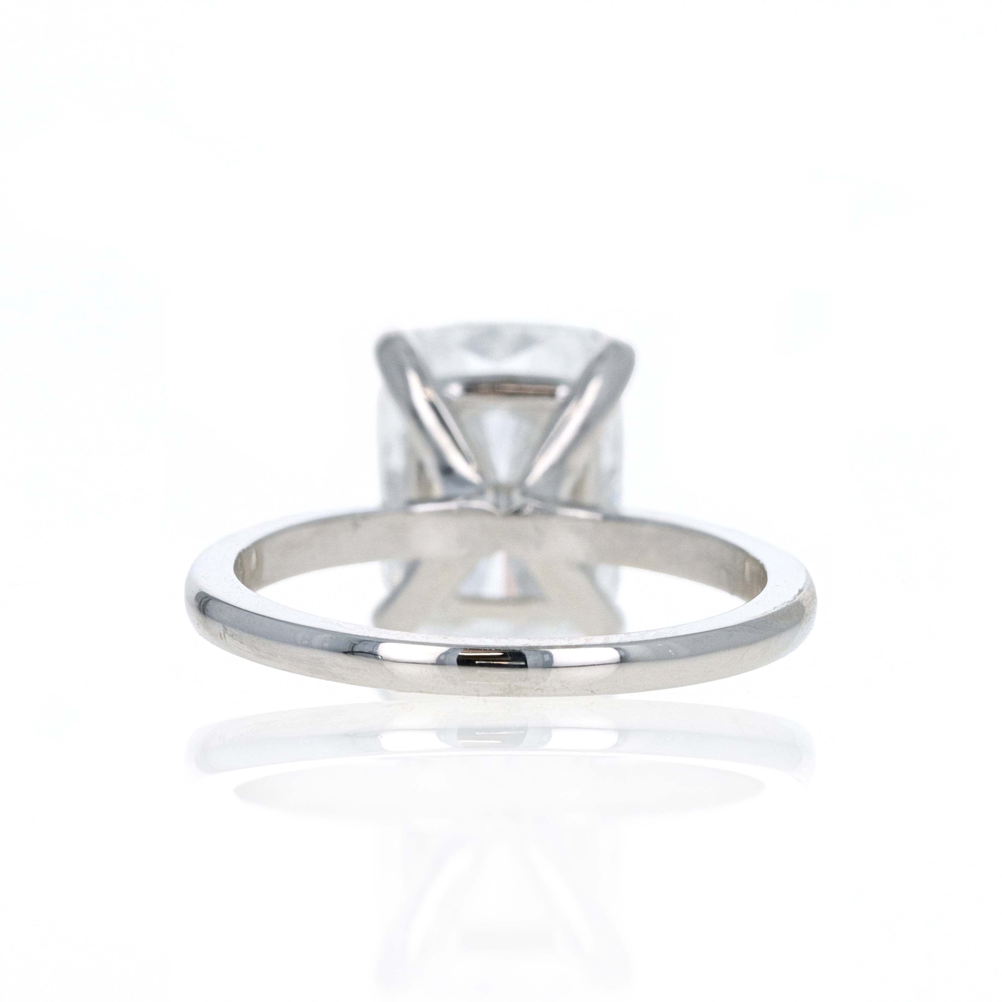 Lab Grown 4.09 Carat Cushion Diamond Solitaire Engagement Ring 14K White Gold - Queen May