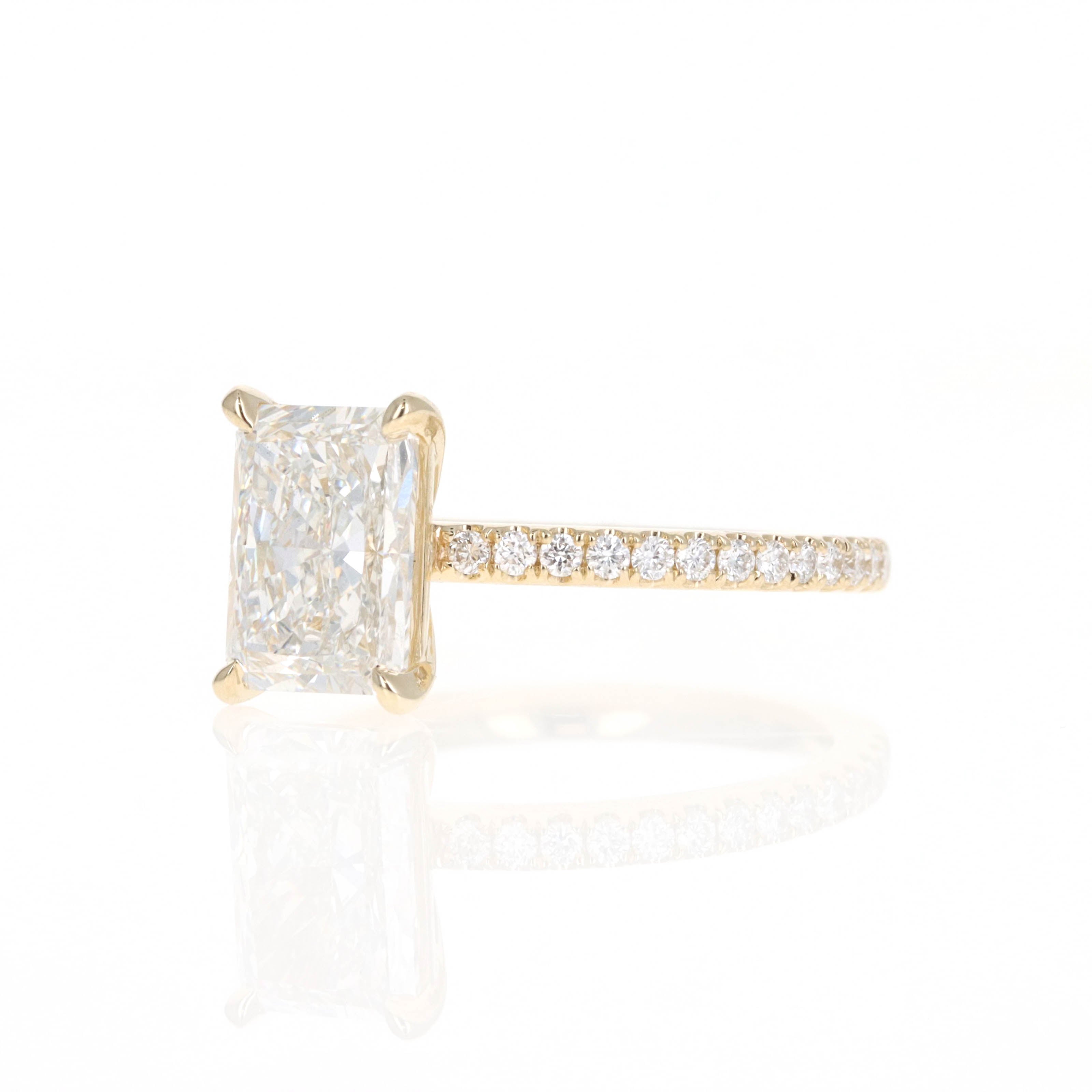 Lab Grown 14K Yellow Gold 2 Carat Radiant Diamond Accented Engagement Ring - Queen May