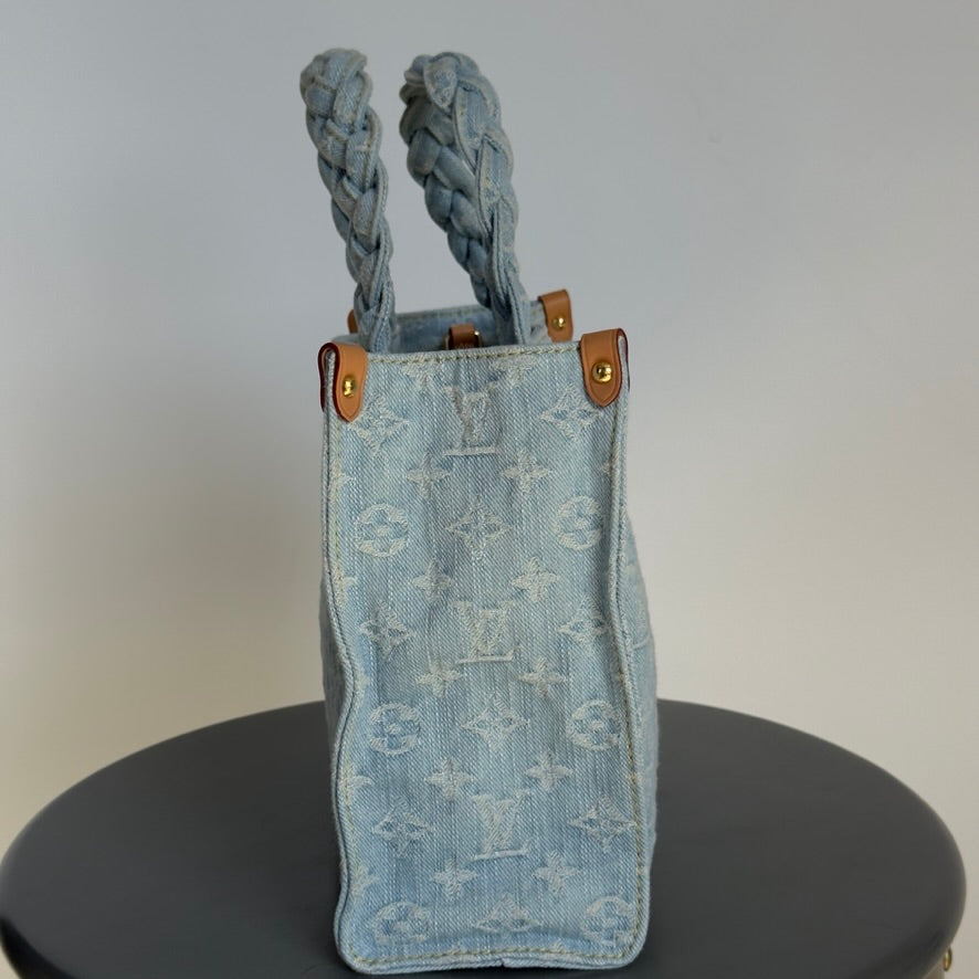 Louis Vuitton Monogram Washed Denim Let Go PM Sky Blue - Queen May