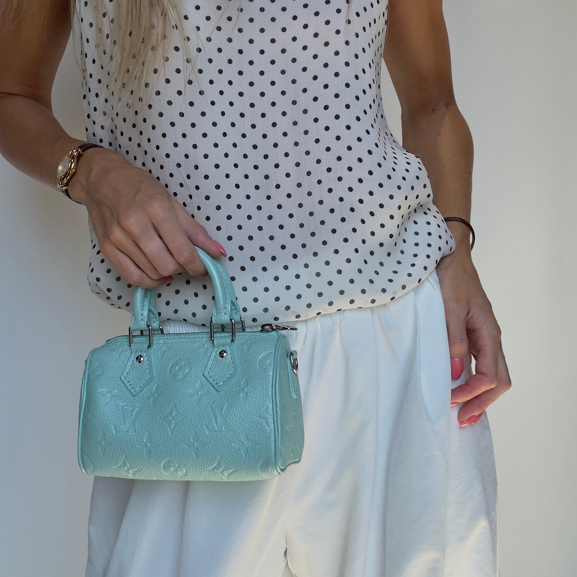 Louis Vuitton Empreinte Monogram Nano Speedy Pearly Lagoon Turquoise