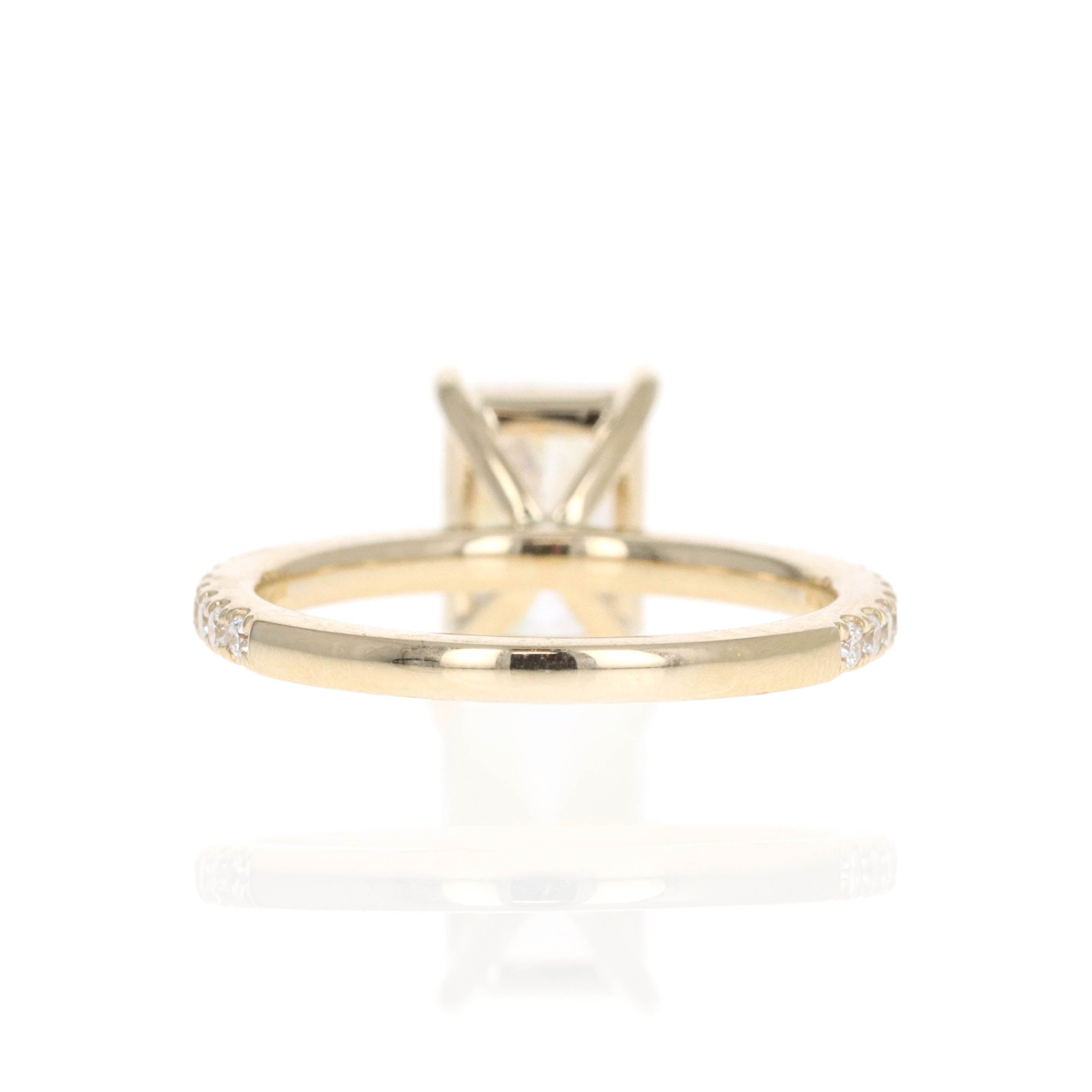 Lab Grown 14K Yellow Gold 2 Carat Radiant Diamond Accented Engagement Ring - Queen May