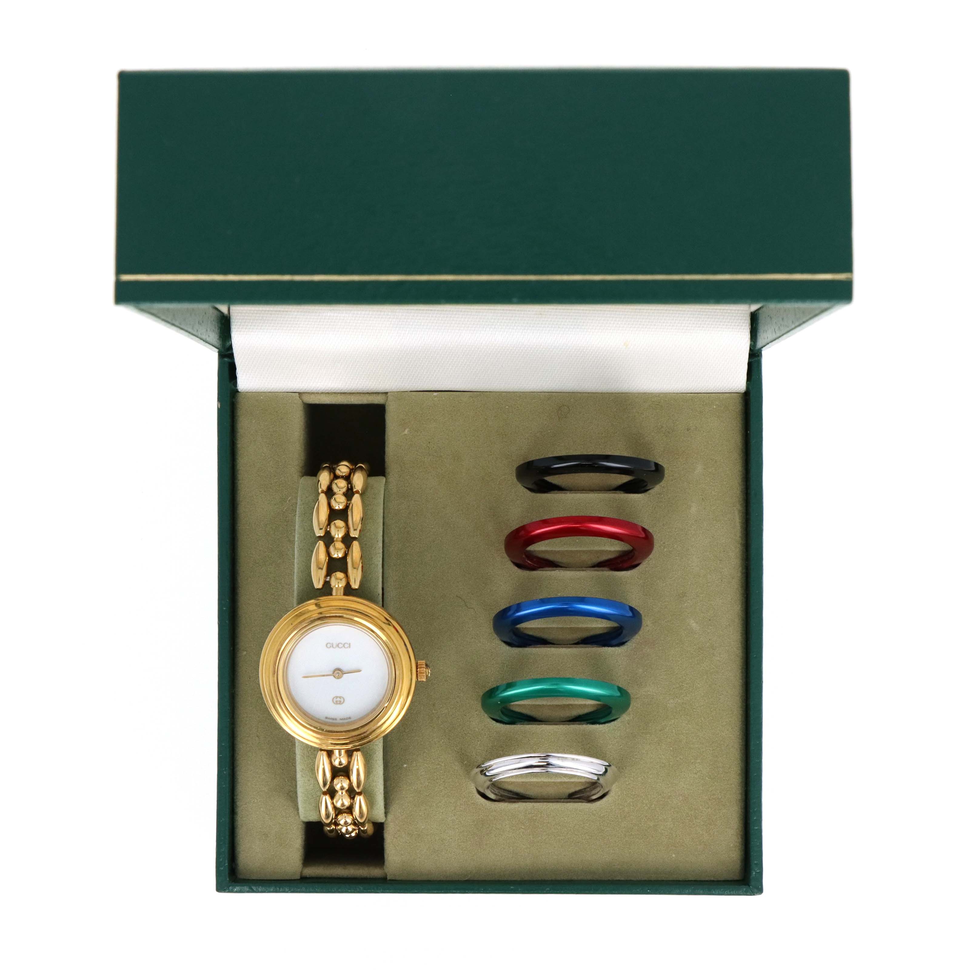 Vintage Gucci Interchangeable Bezel Watch Link Bracelet - Queen May