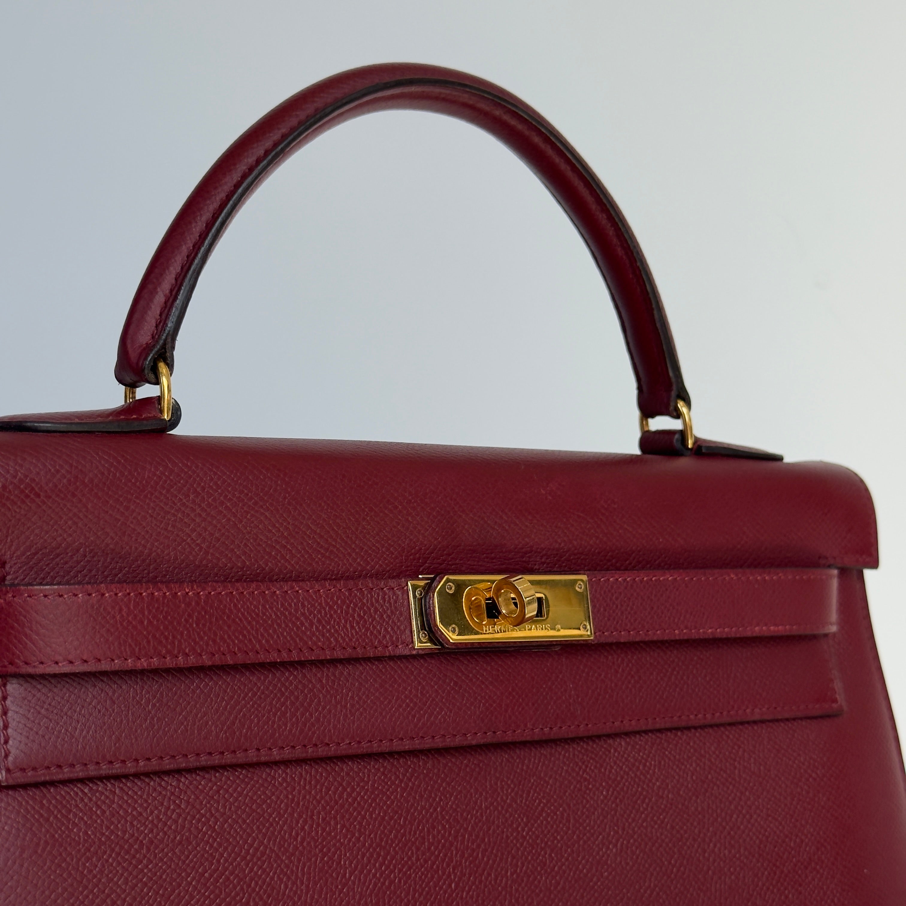 Vintage Hermes Kelly 32 Epsom Leather Rouge H 1991 - Queen May