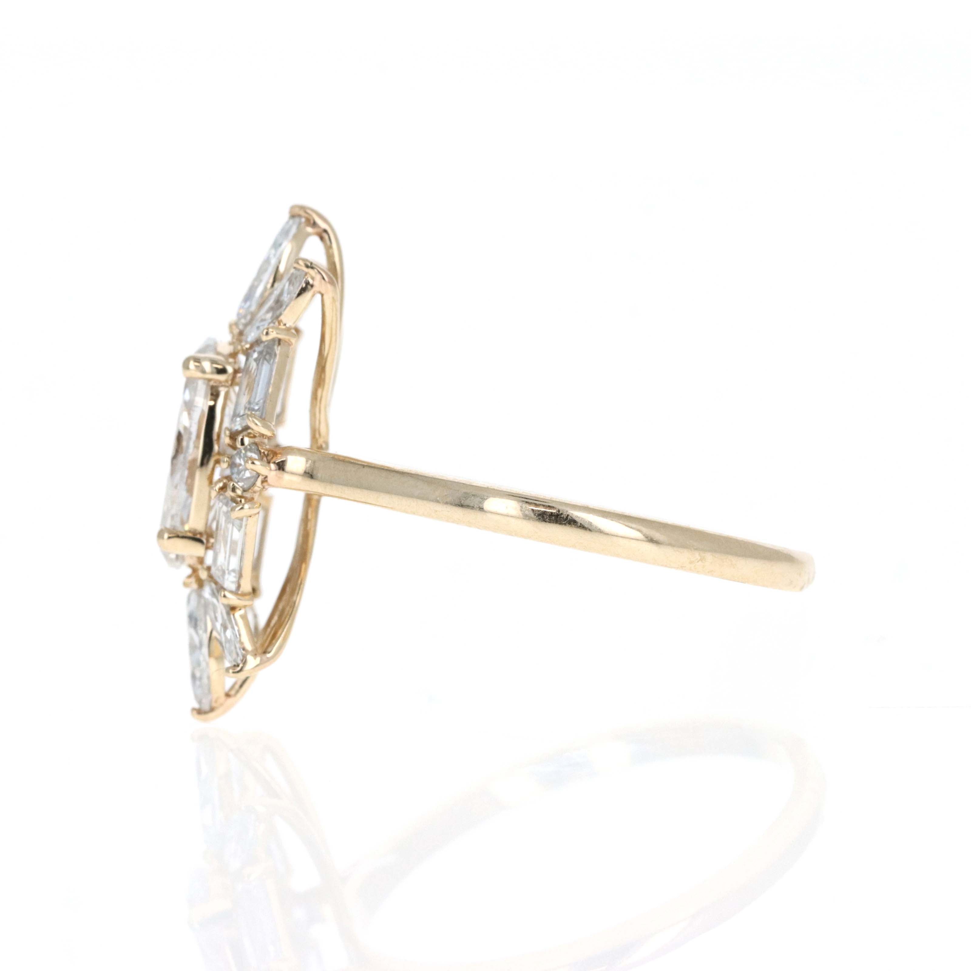 Lab Grown 1.5 Carat Oval Diamond Accented Halo Fan Engagement Ring - Queen May