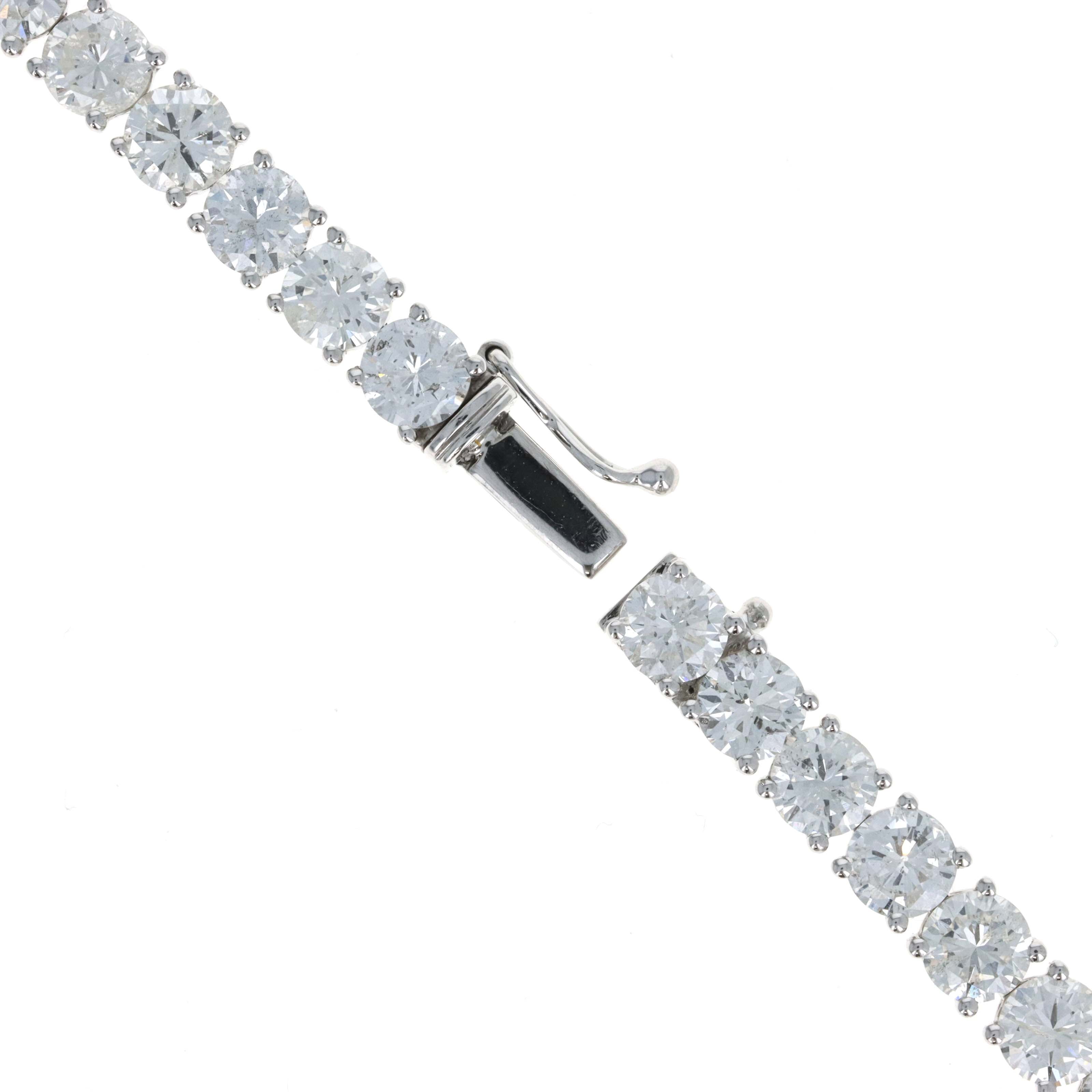 Platinum 29.41 Carat Round Diamond Tennis Necklace - Queen May