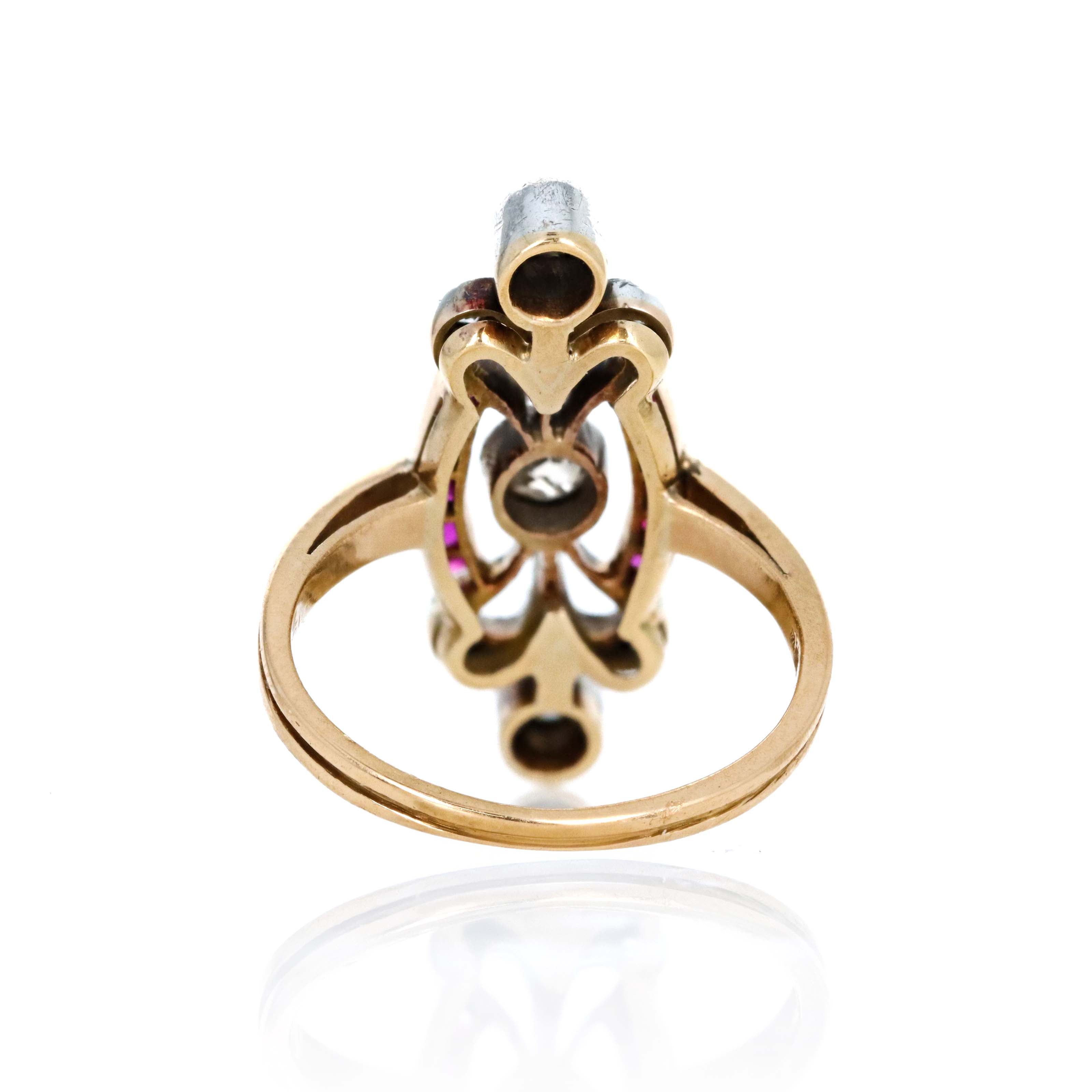 Edwardian 18K Yellow Gold Sterling Silver Antique Diamond Ring
