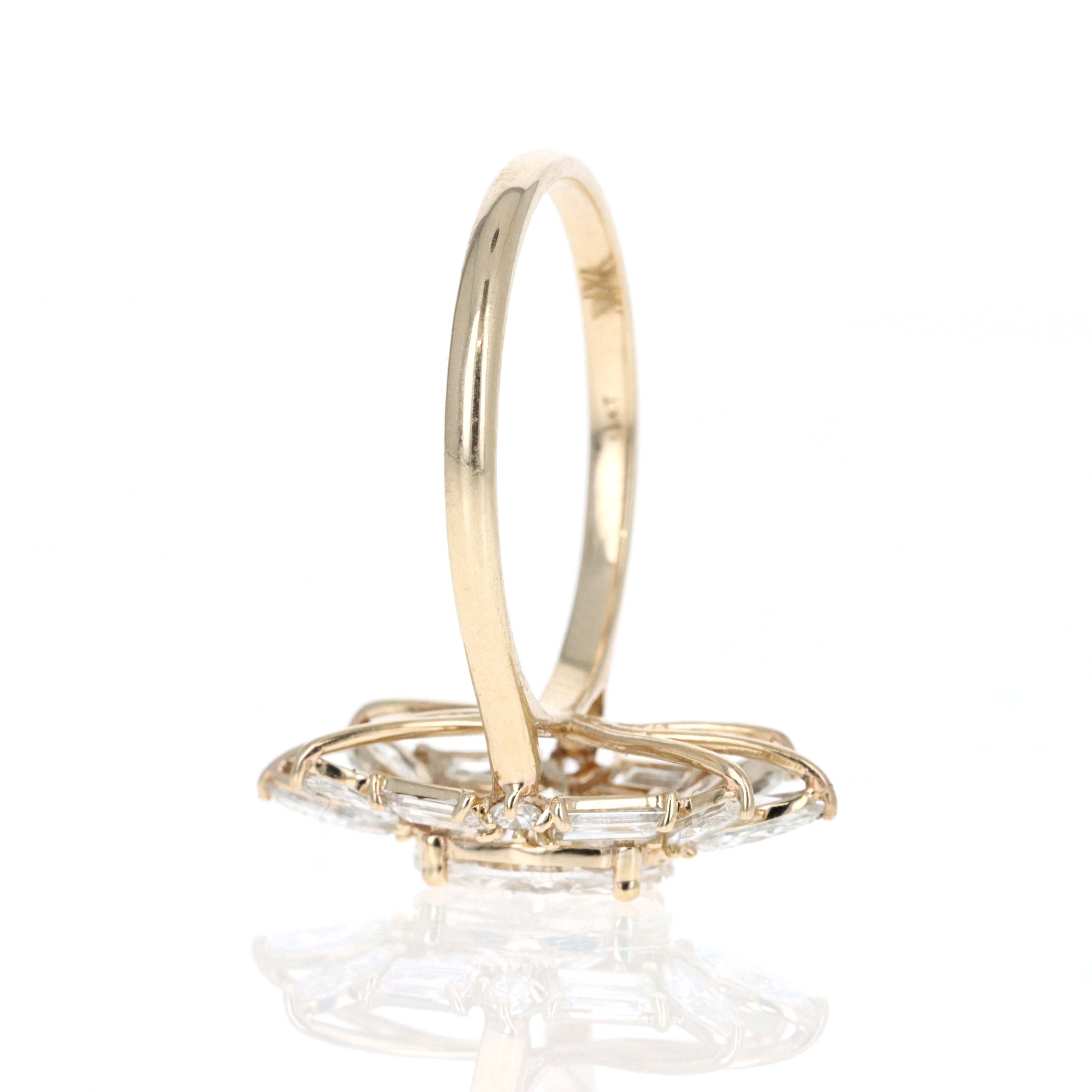 Lab Grown 1.5 Carat Oval Diamond Accented Halo Fan Engagement Ring - Queen May