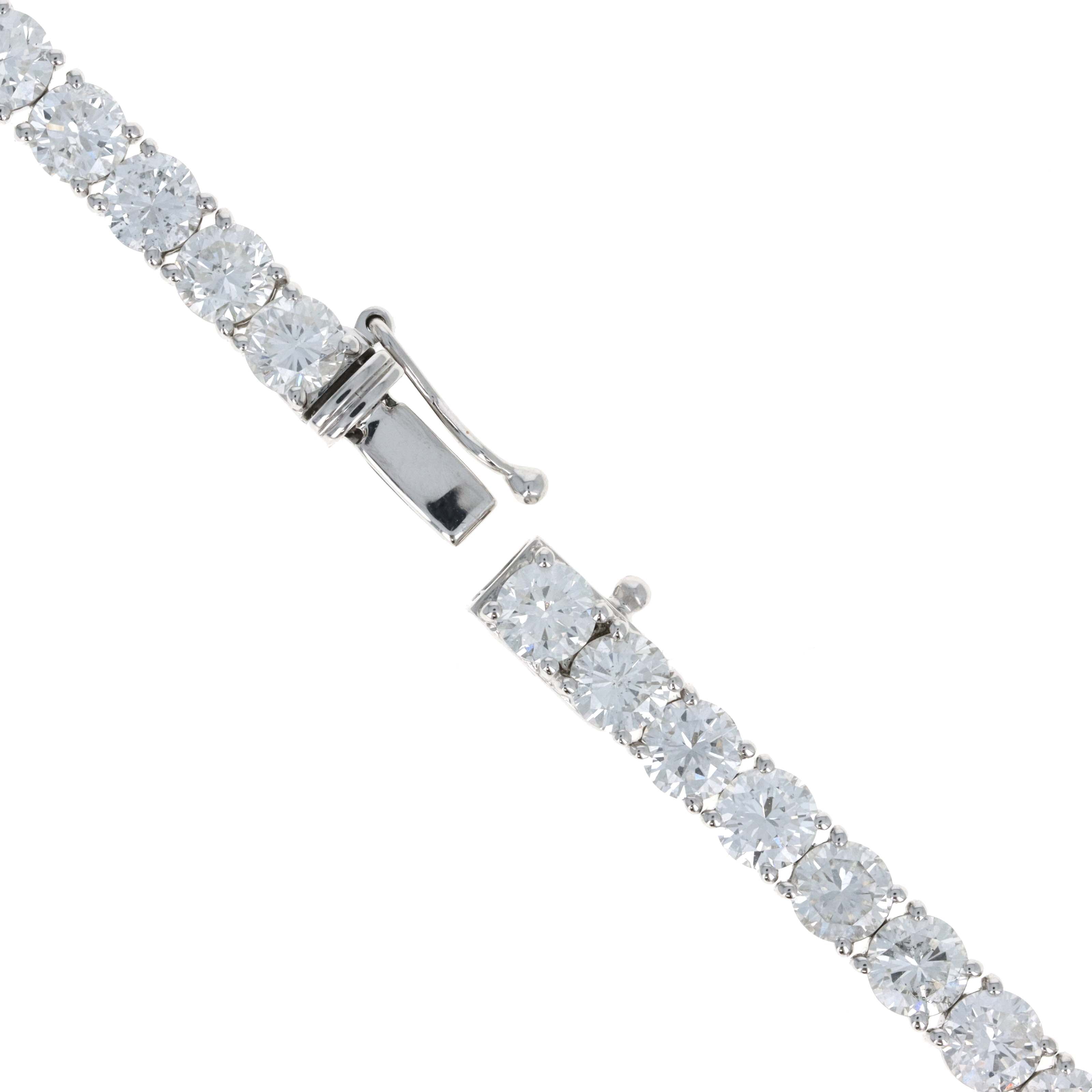 Platinum 24.96 Carat Round Diamond Tennis Necklace - Queen May