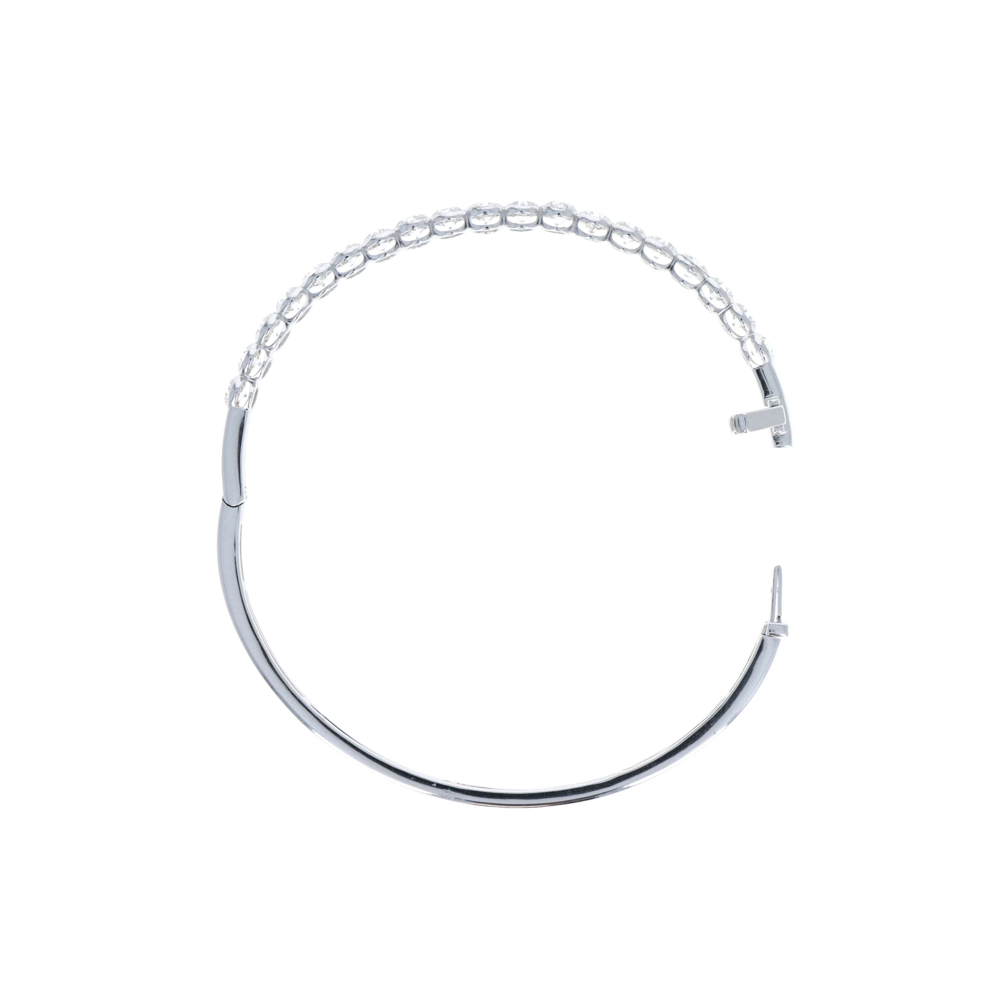 Lab Grown 10K White Gold 5 Carat Total Weight Round Brilliant Diamond Bangle - Queen May