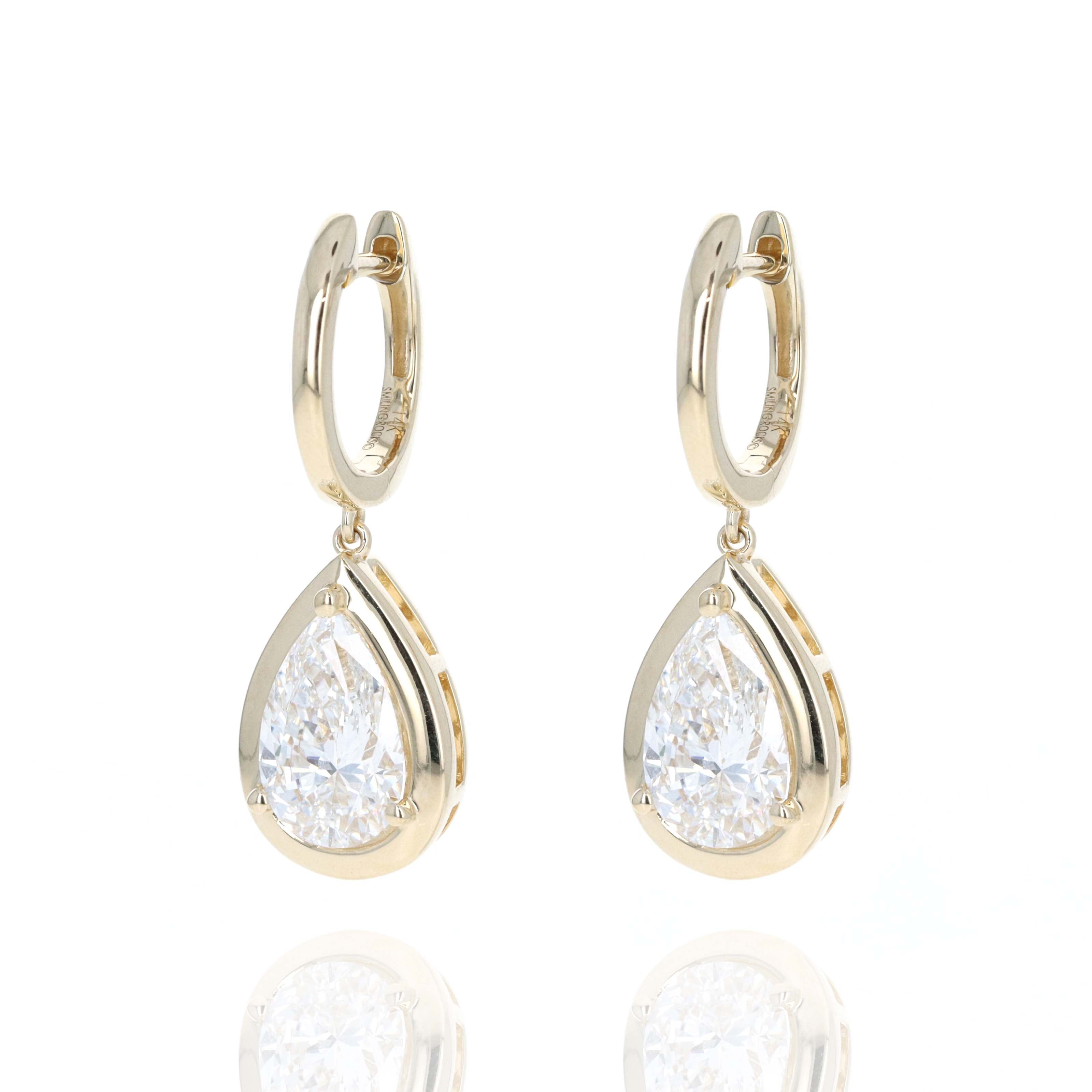 Lab Grown 3 Carat Diamond Pear Drop Earrings - Queen May