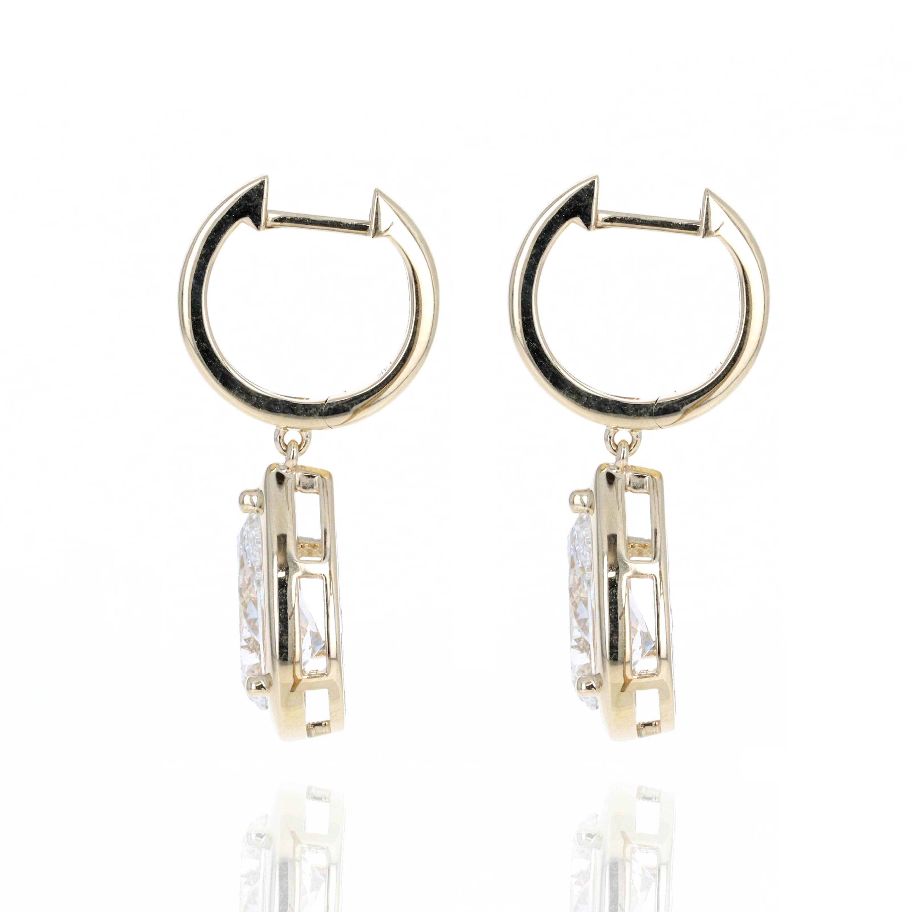 Lab Grown 3 Carat Diamond Pear Drop Earrings - Queen May