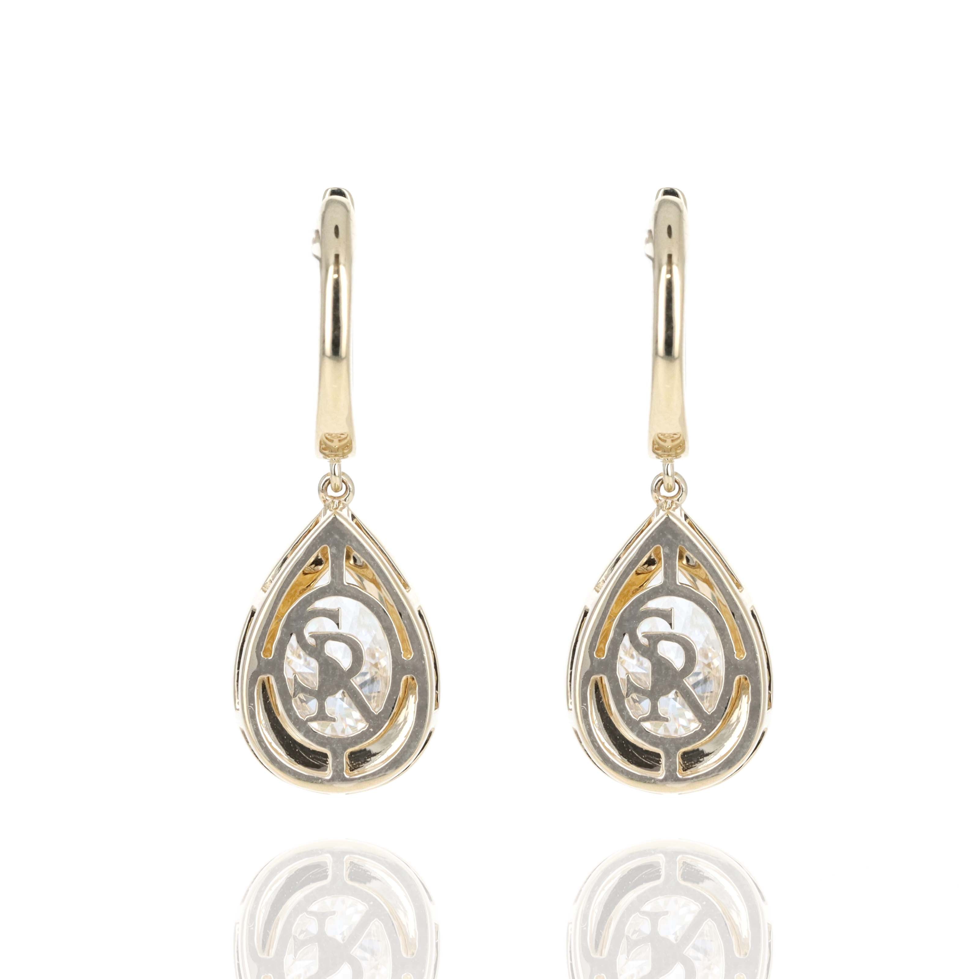 Lab Grown 3 Carat Diamond Pear Drop Earrings - Queen May