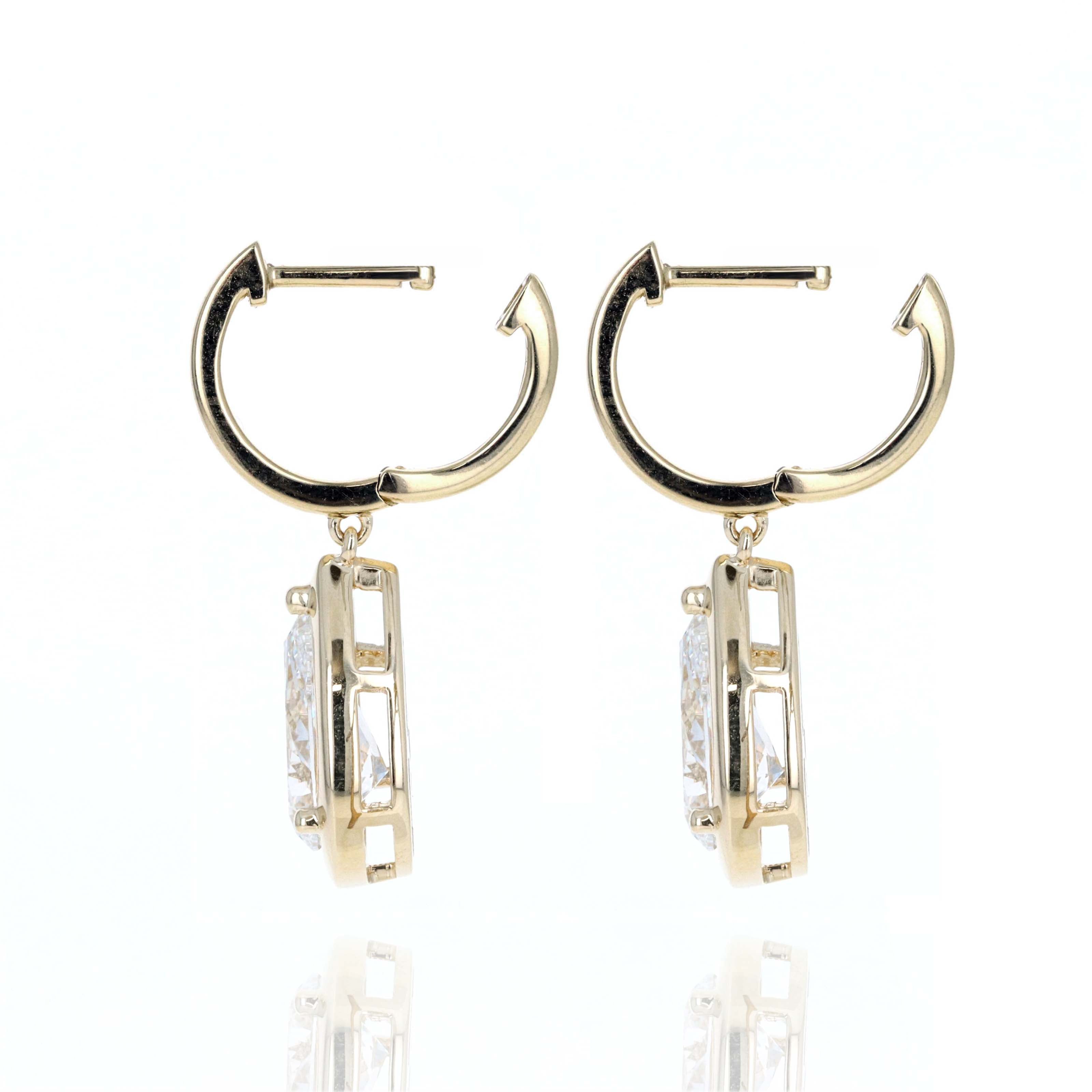 Lab Grown 3 Carat Diamond Pear Drop Earrings - Queen May