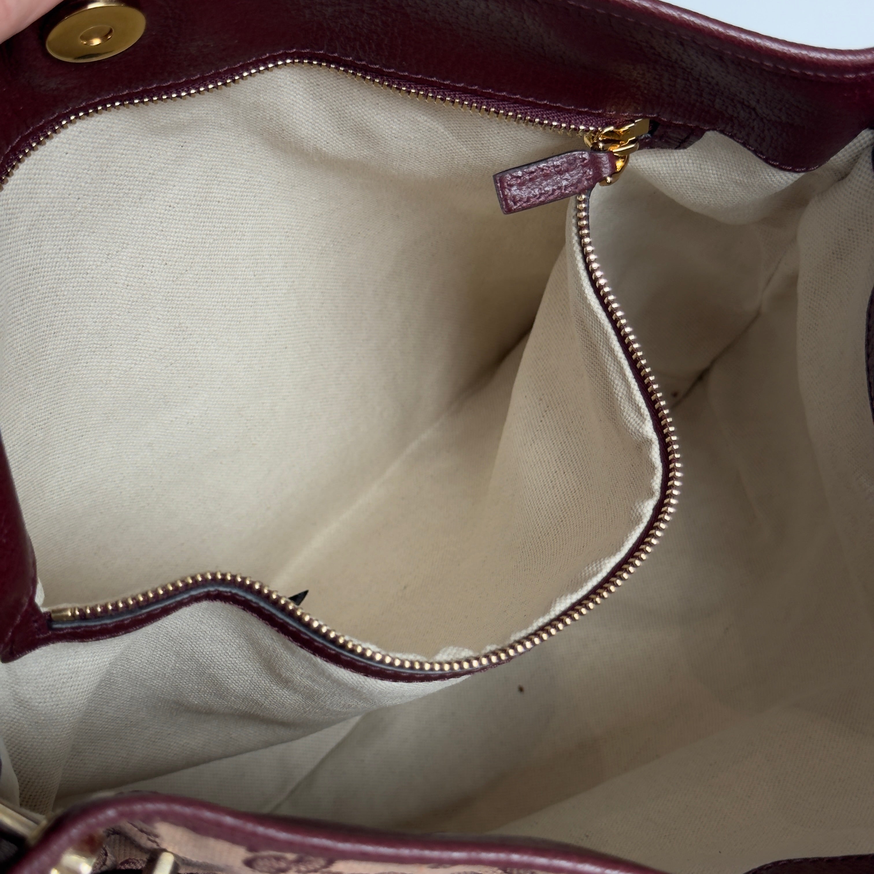 Gucci Horsebit 1955 Maroon Canvas Shoulder Bag - Queen May