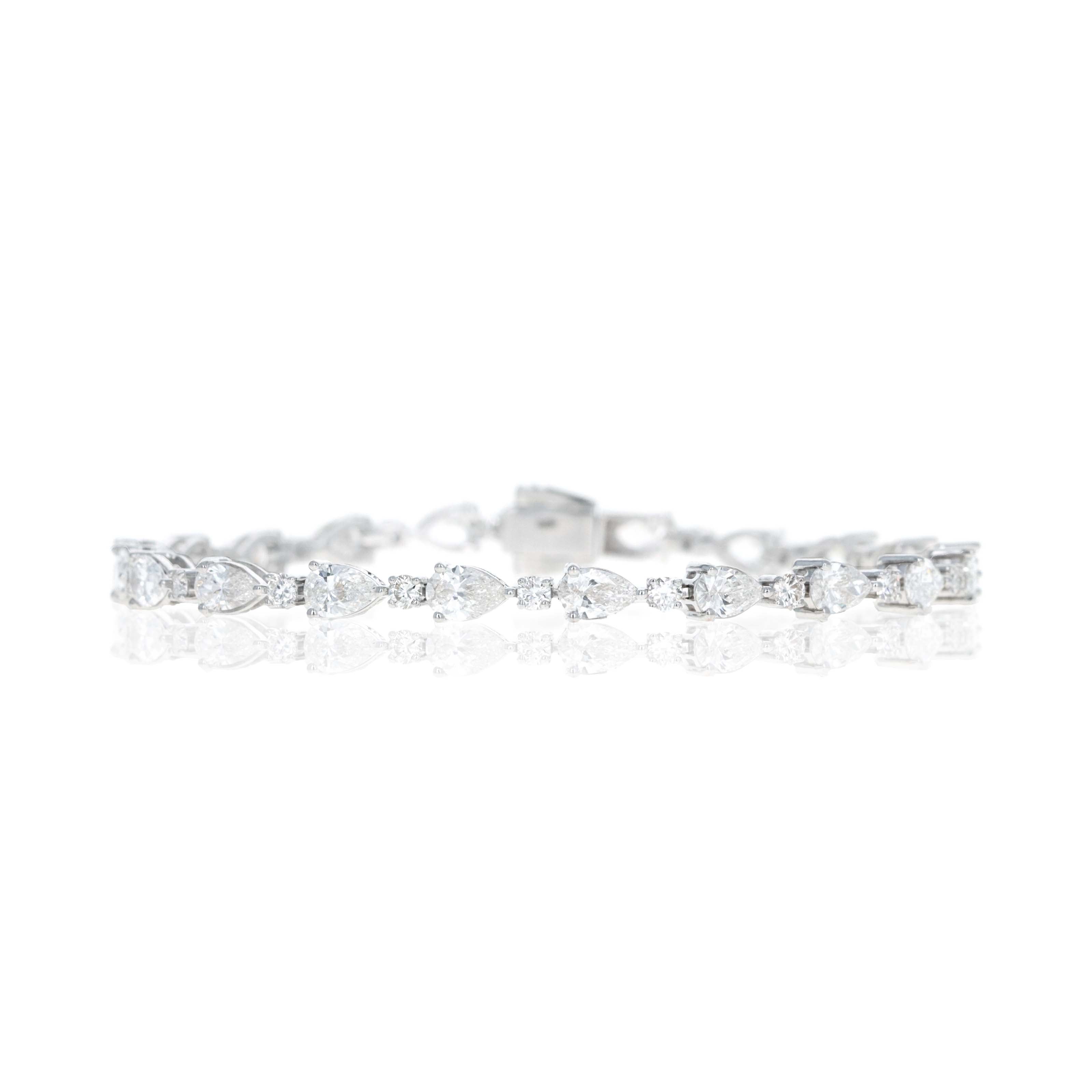 Lab Grown 8 Carat Diamond Pear Round Alternating Bracelet - Queen May