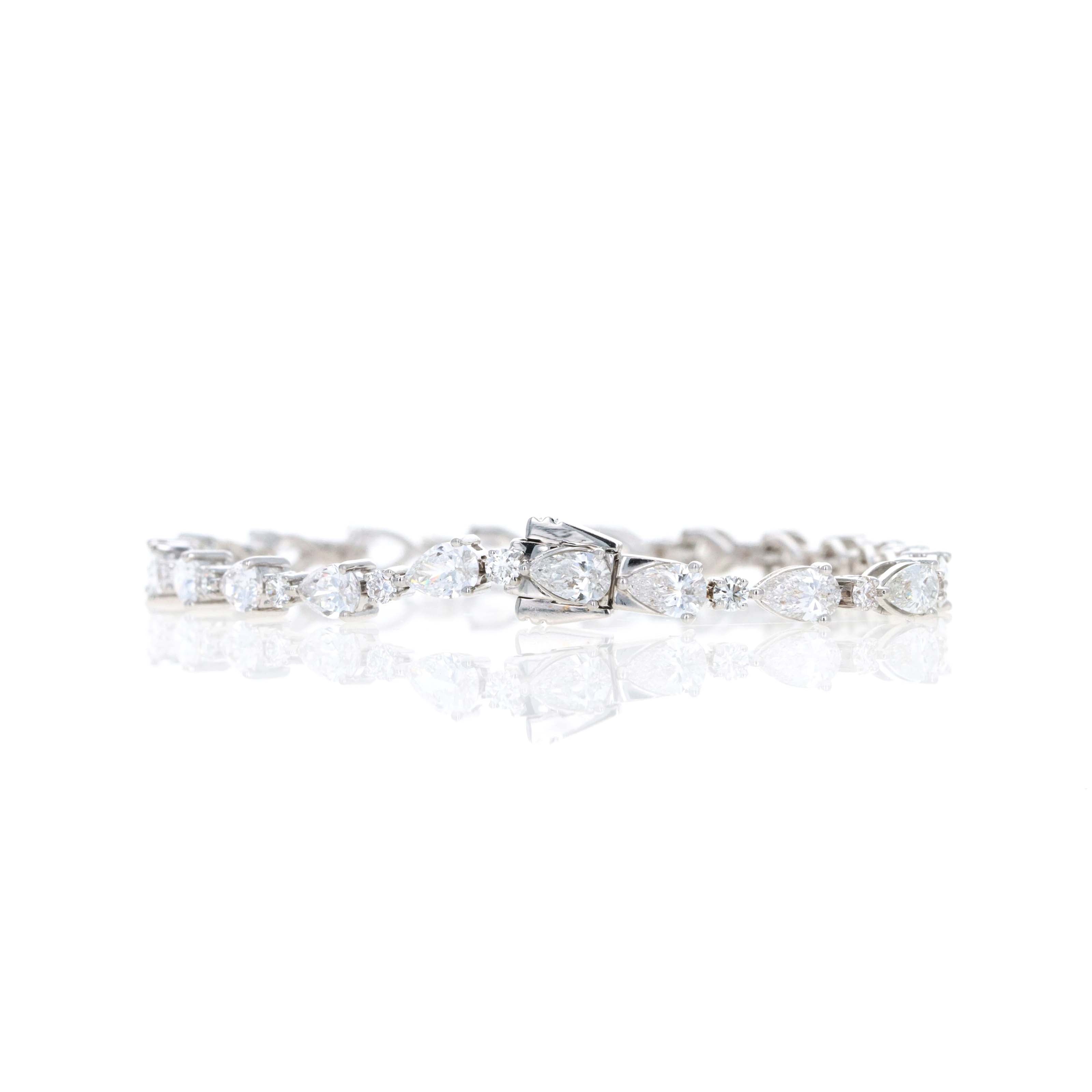 Lab Grown 8 Carat Diamond Pear Round Alternating Bracelet - Queen May
