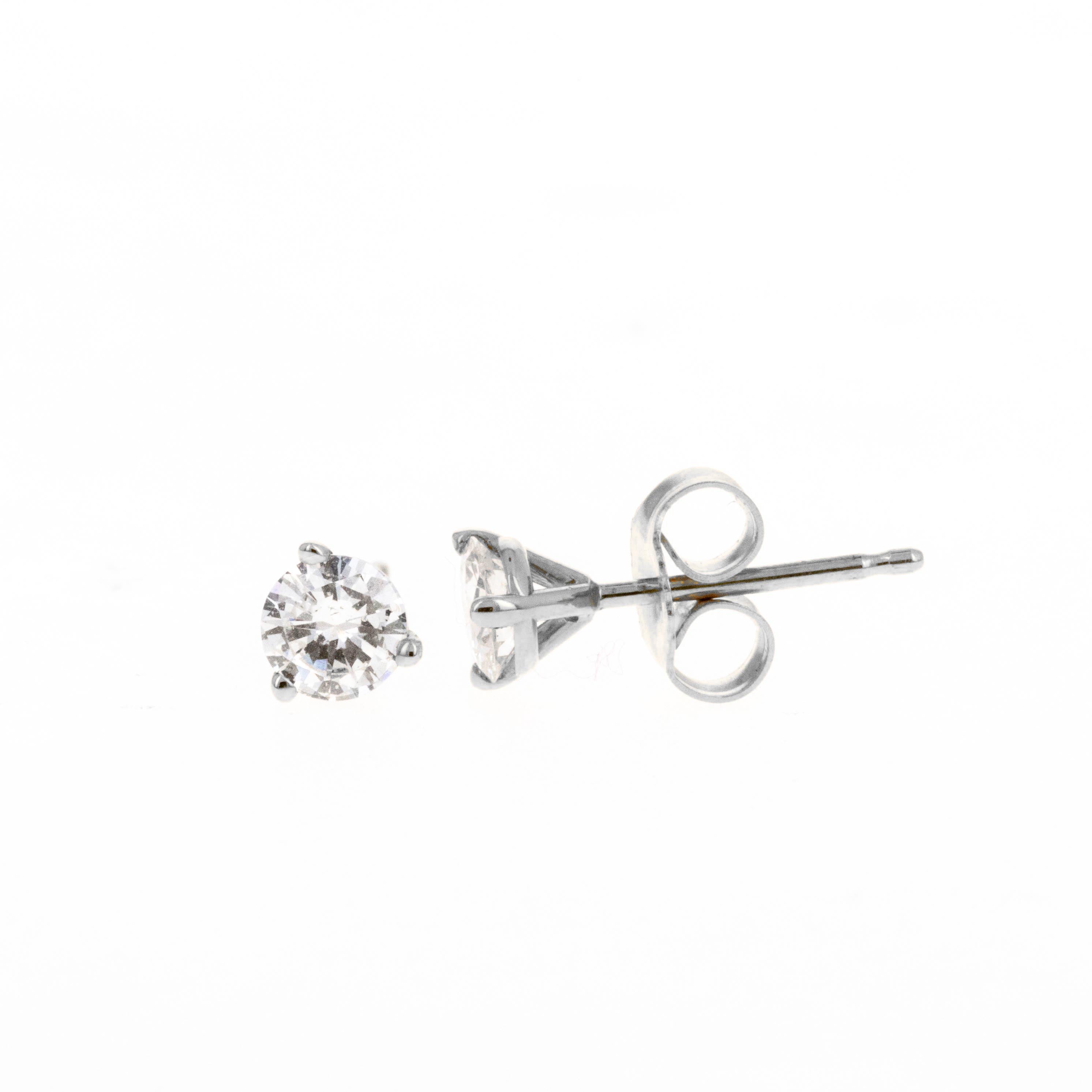 0.5 Carat Total Weight Round Brilliant Diamond Martini Stud Earrings in 14K White or Yellow Gold - Queen May