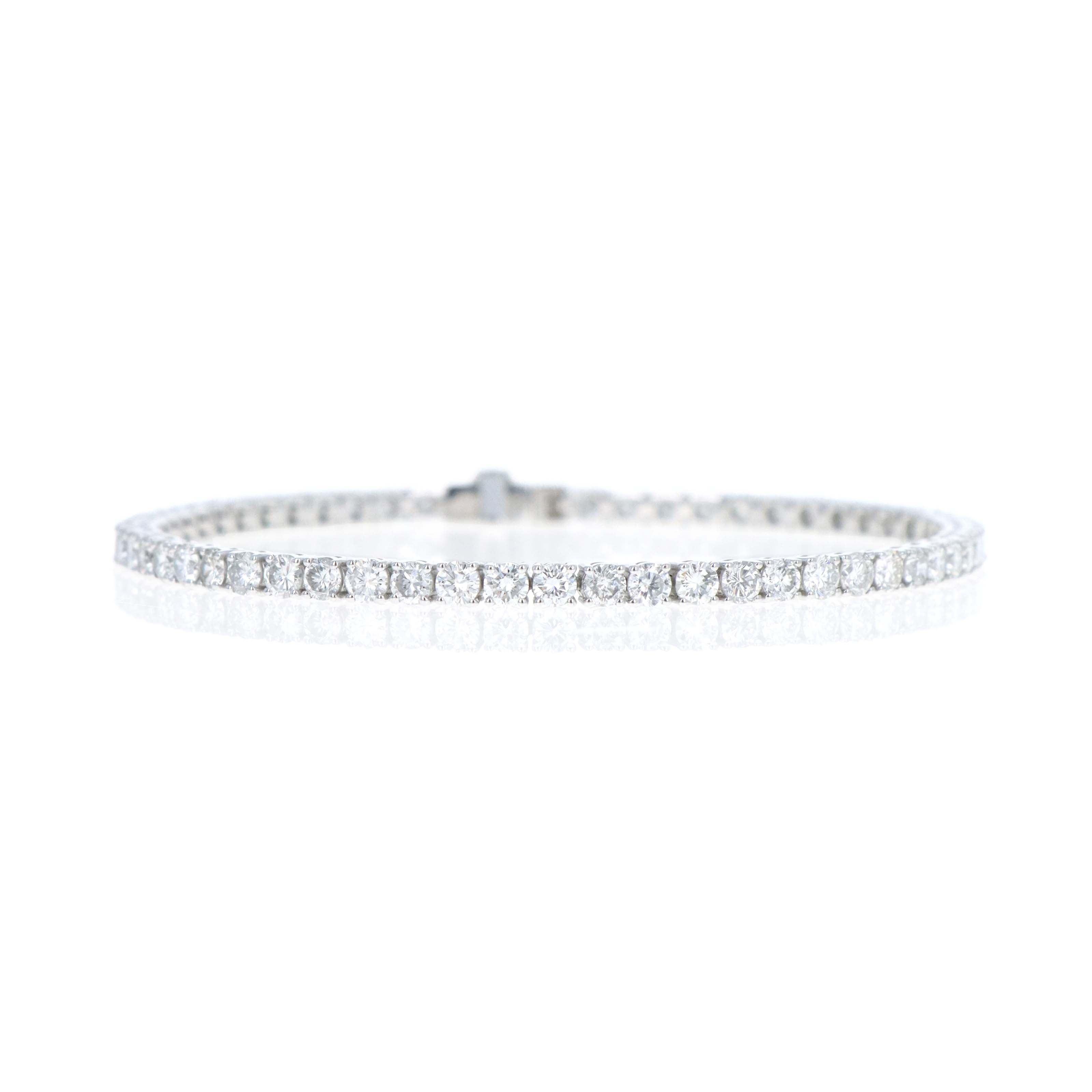 Platinum 6.13 Carat Round Brilliant Diamond Tennis Bracelet - Queen May