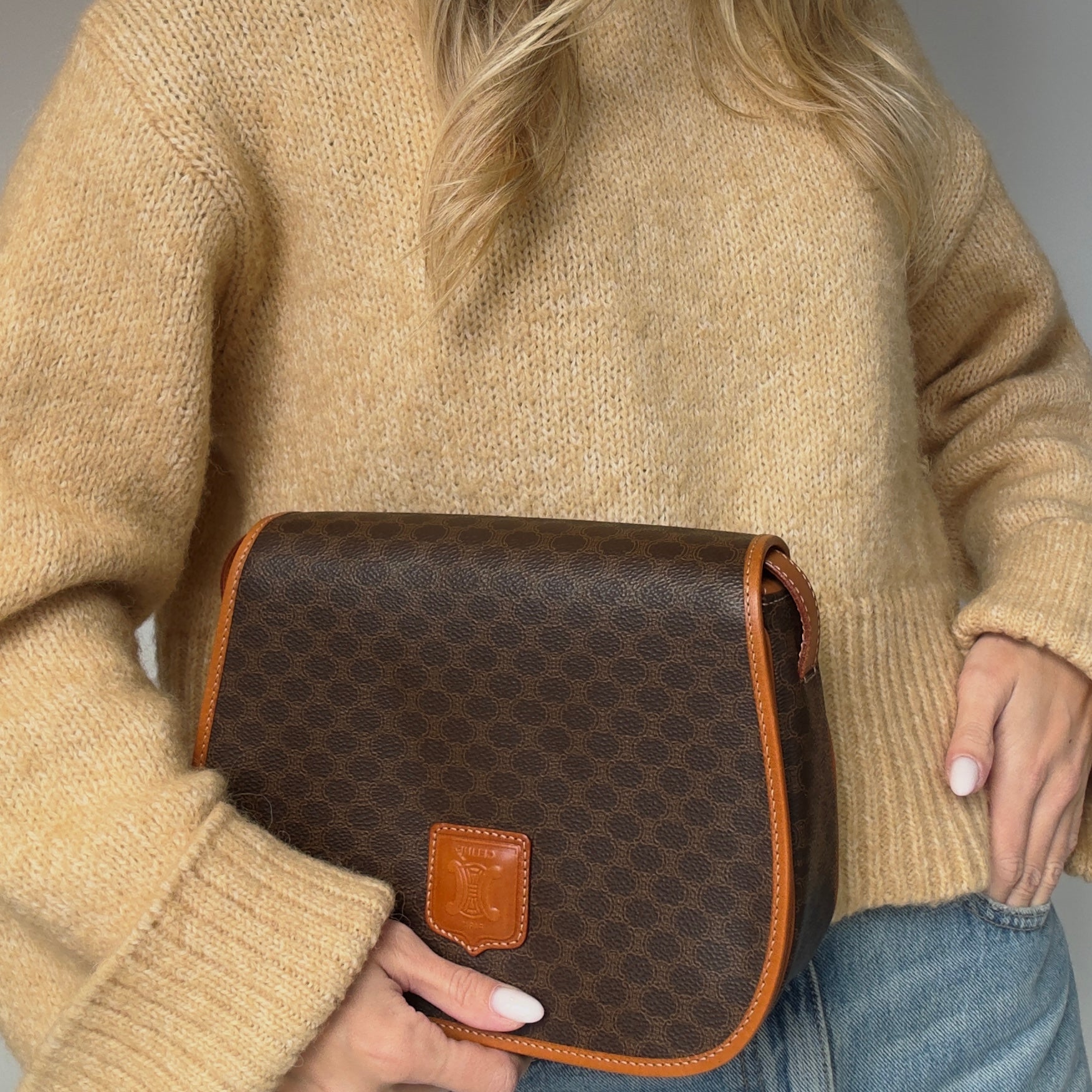 Vintage Celine Macadam Triomphe Shoulder Bag - Queen May
