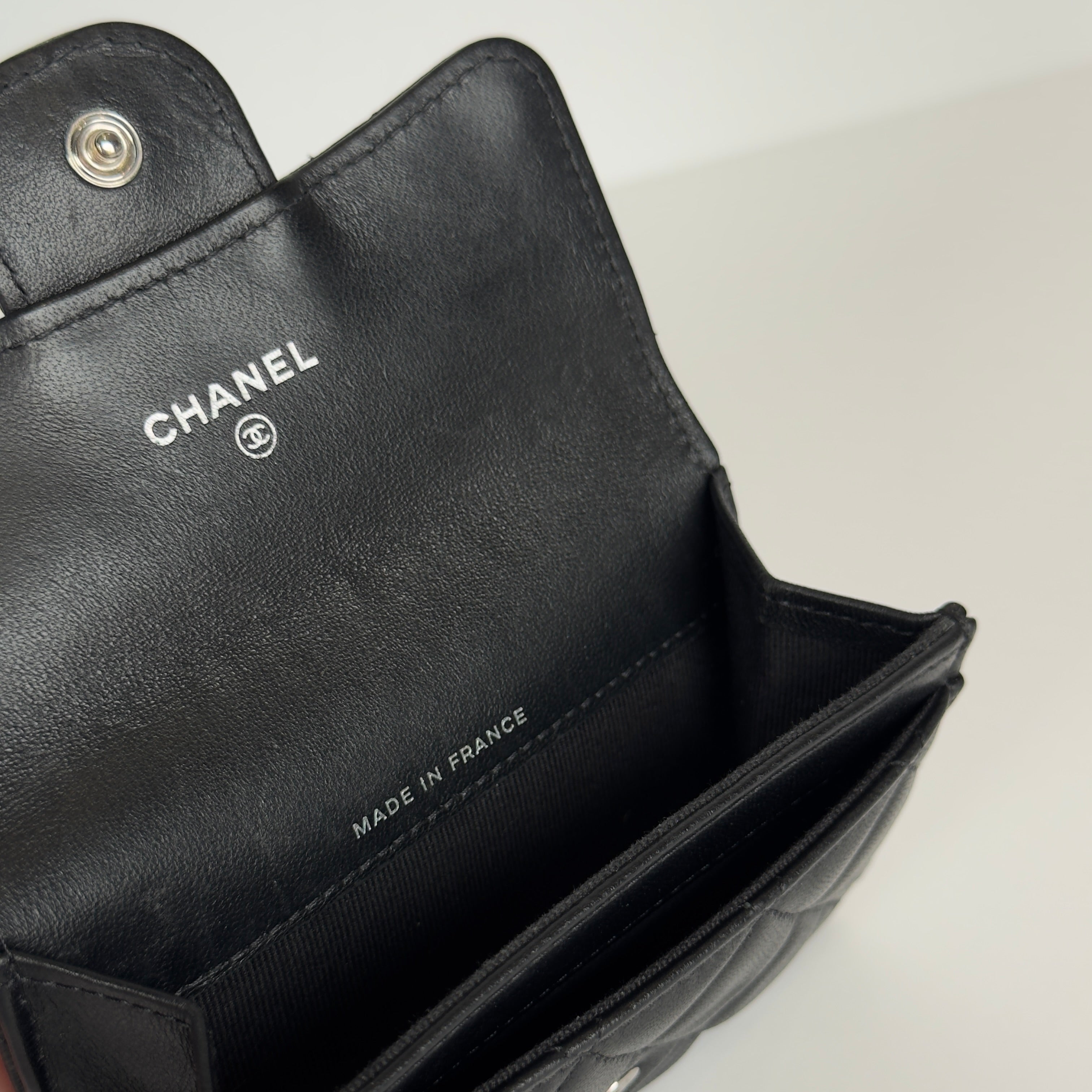 Chanel Black Caviar Quilted Compact Flap Wallet - Queen May