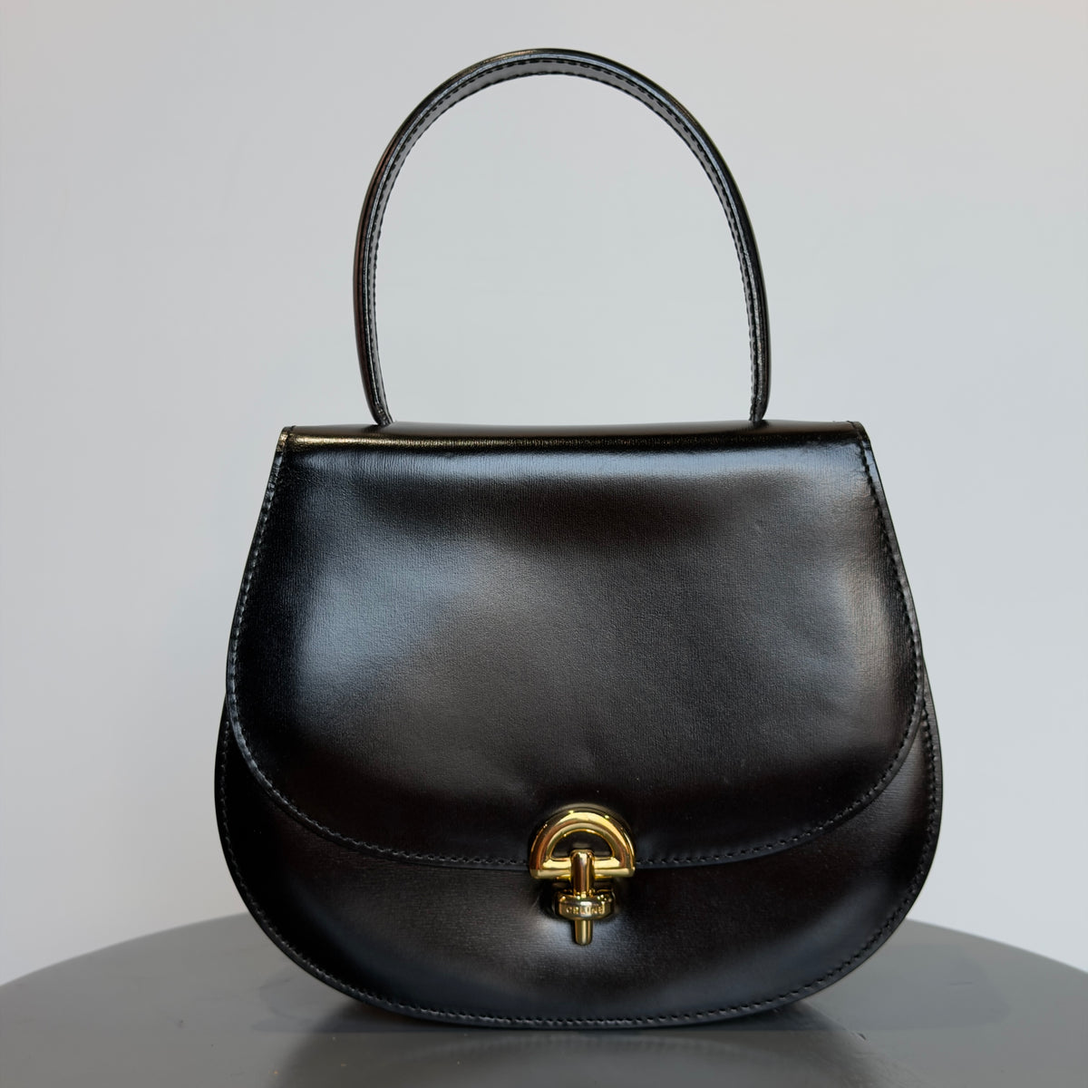 Vintage Celine Black Leather Top Handle Bag
