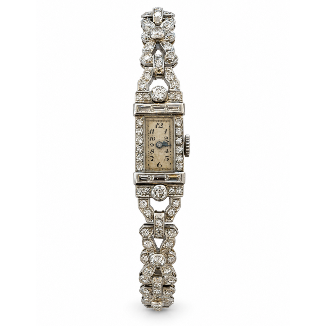 Platinum Diamond Vintage Cocktail Watch