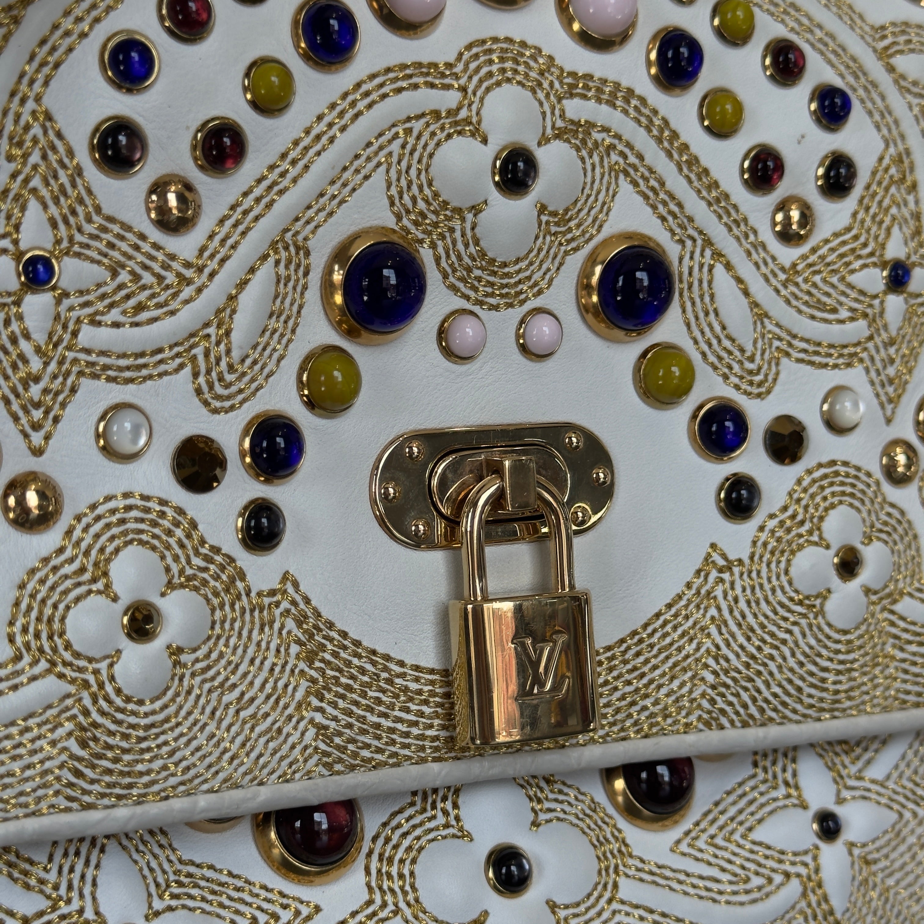 Rare Limited Edition Louis Vuitton Les Extraordinaires Tupelo 2006 Marc Jacobs Alligator, Pony Hair, Cabochon Details