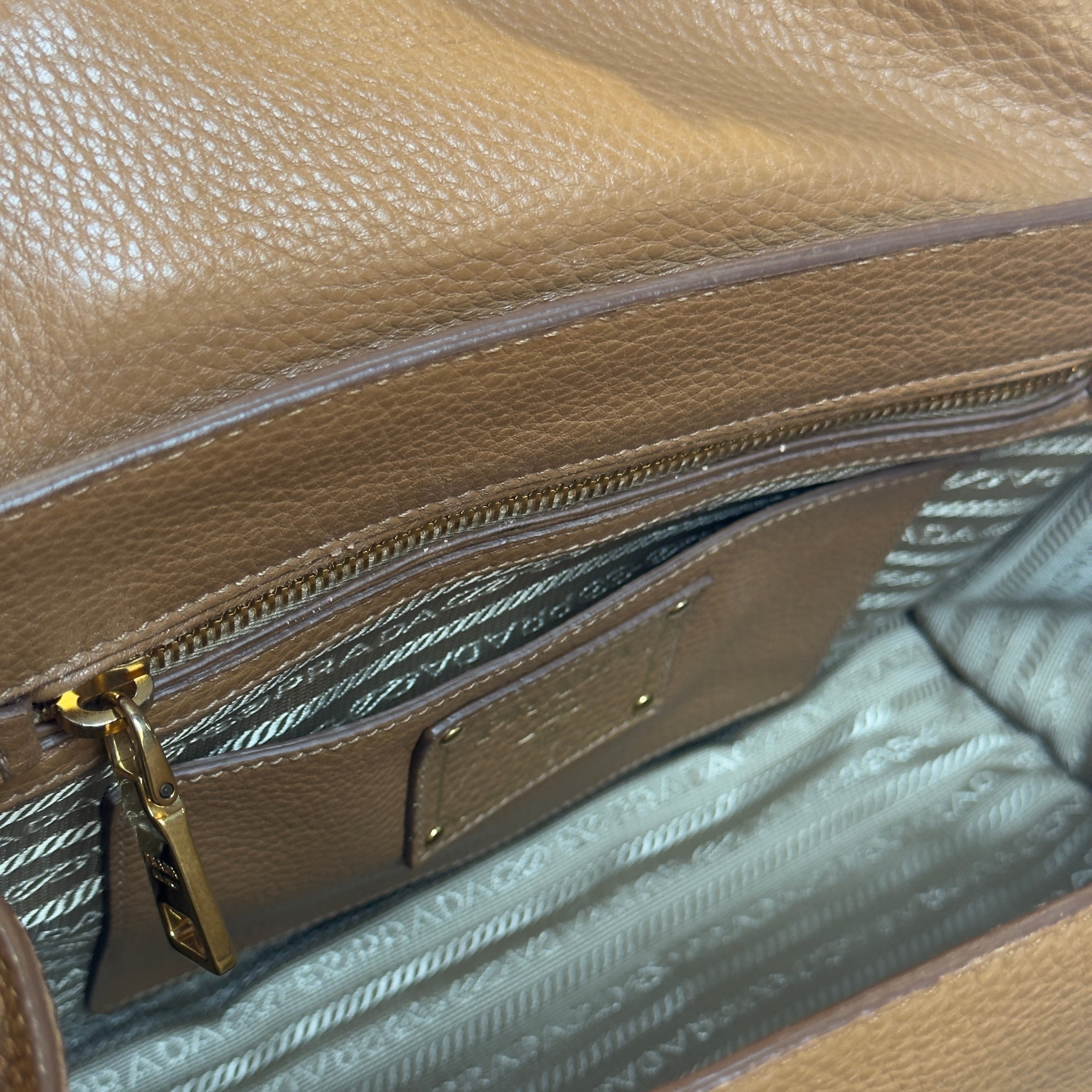 Prada Brown Leather Top Handle Bag