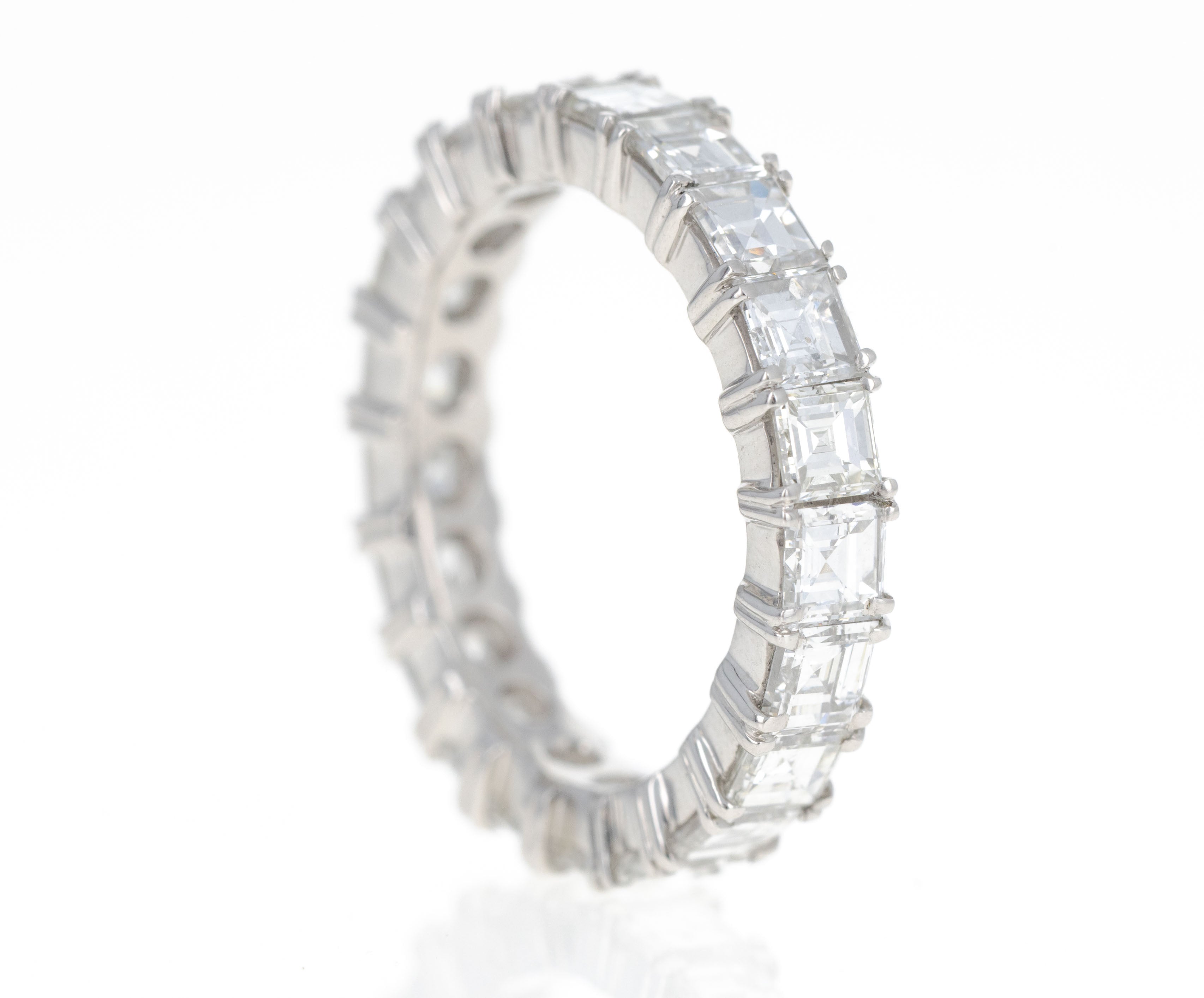 Platinum 4.51 Carat Asscher Cut Diamond Eternity Band - Queen May
