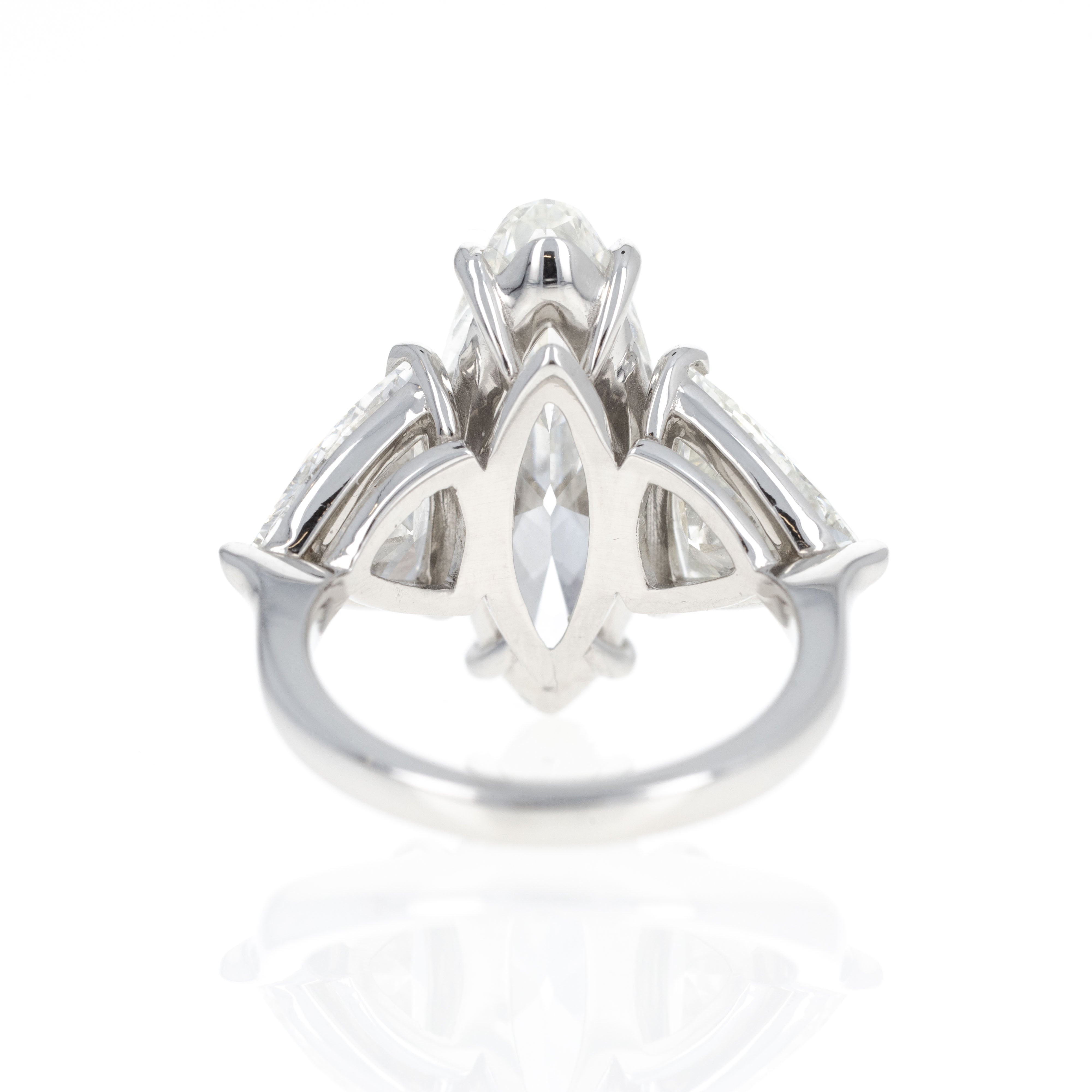 Platinum 5.16 Carat Moval Diamond Three Stone Engagement Ring - Queen May