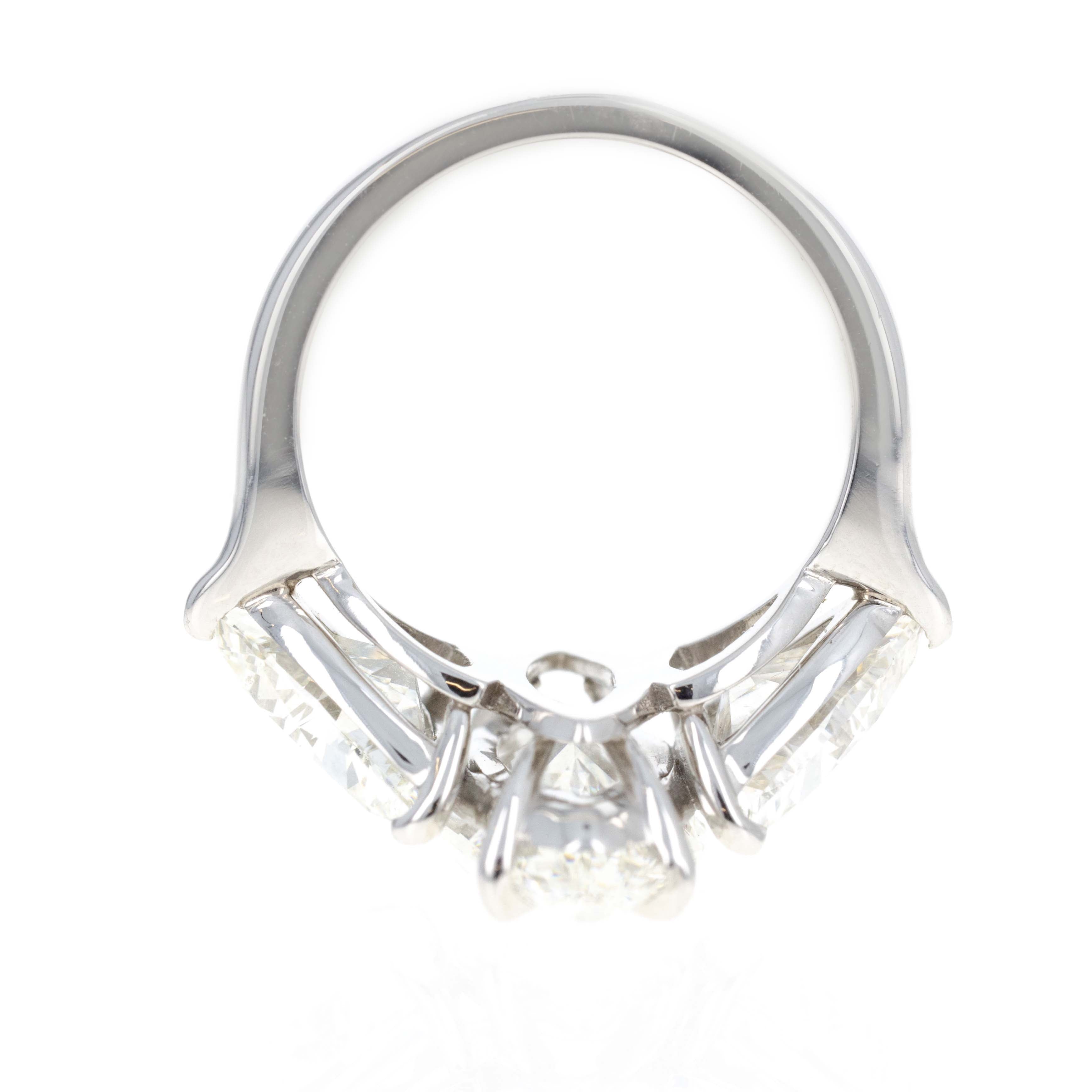 Platinum 5.16 Carat Moval Diamond Three Stone Engagement Ring - Queen May